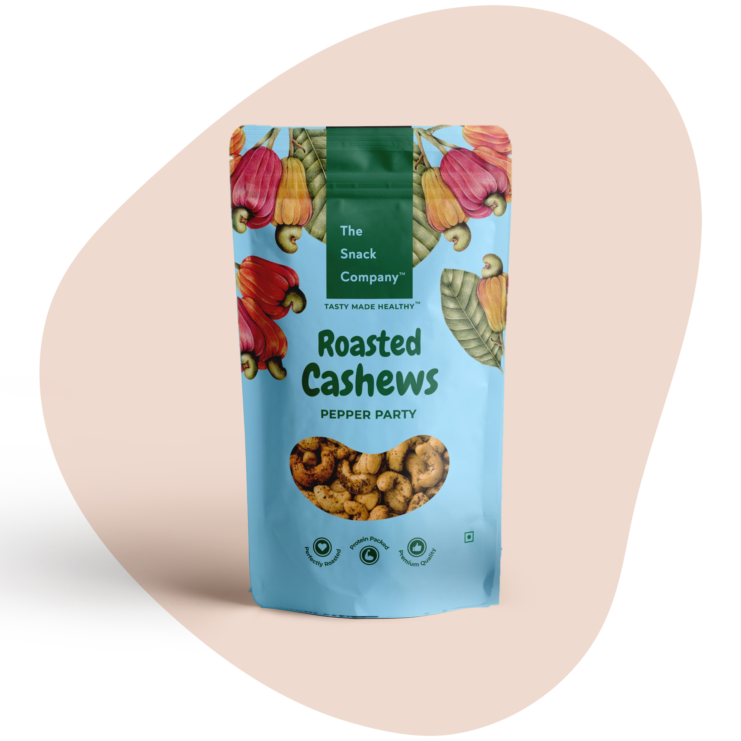 Roasted Cashews - Salt Pepper 100gm | Roasted not Fried | No added preservatives, healthy and tasty dry fruit snack