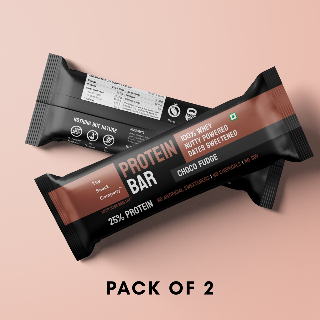 Choco Fudge Protein Bar 50gm Pack of 2 | 100 Whey Protein Bar | 25 Protein in every serve
