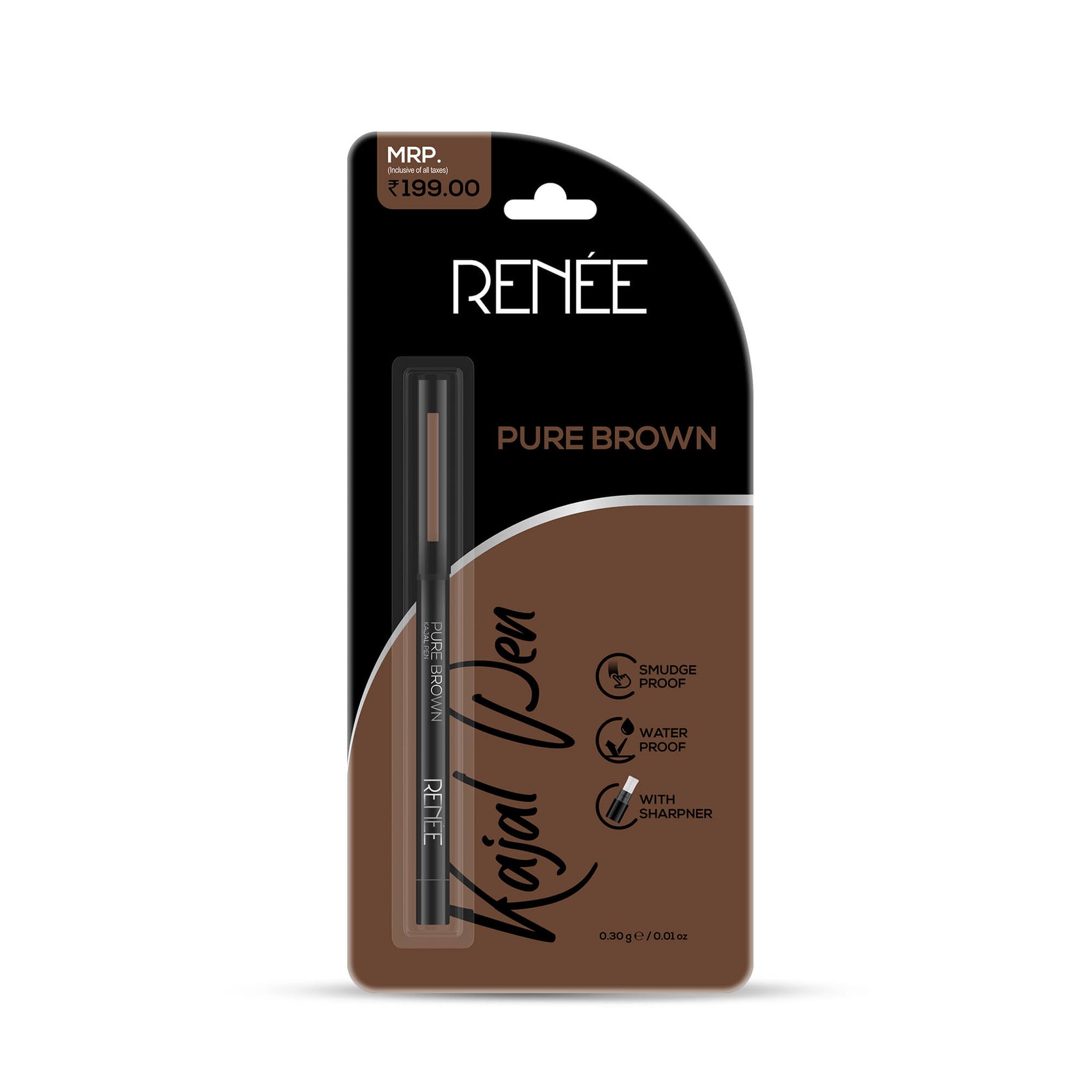 Pure Brown Kajal Pen with Sharpener, 0.30gm