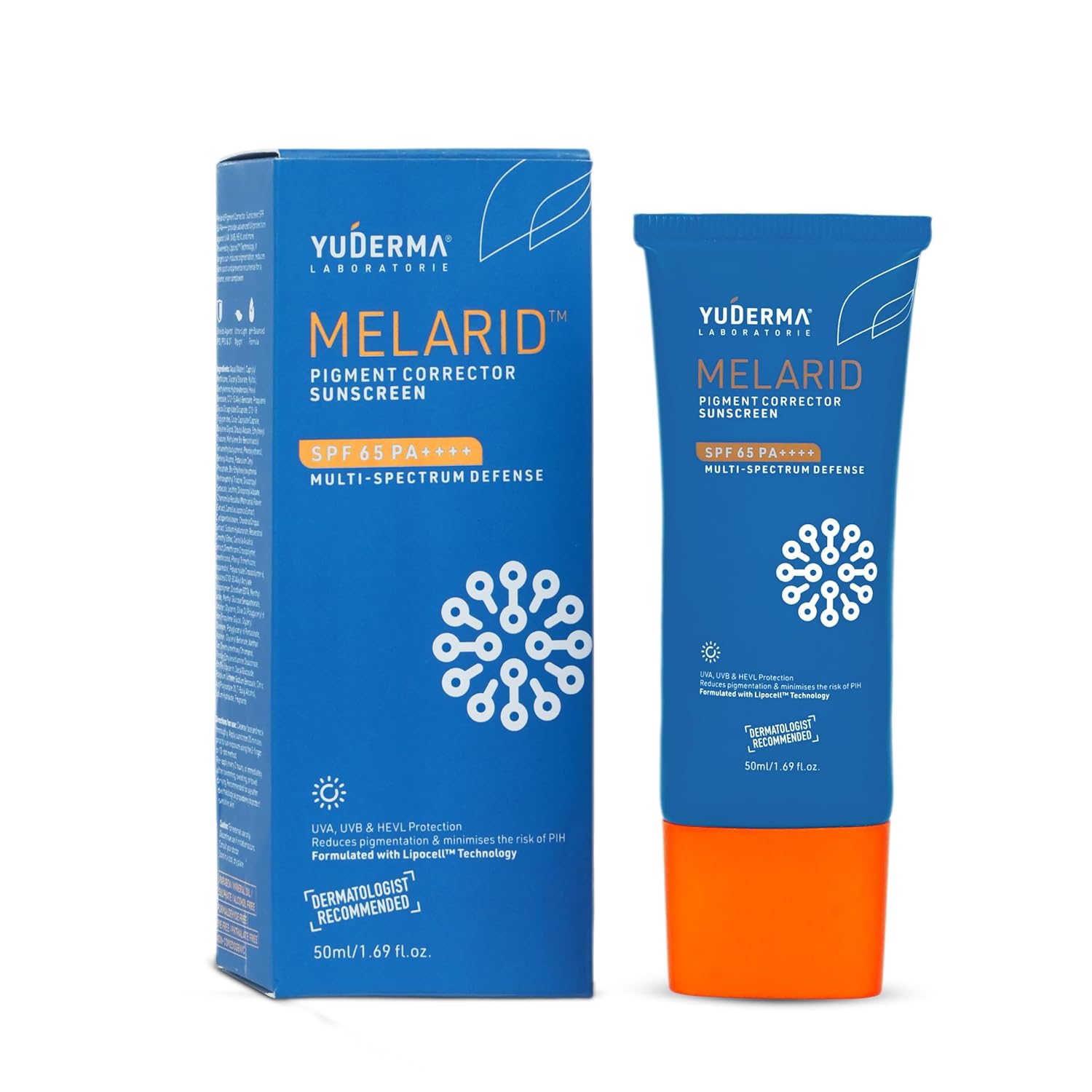 Melarid Pigment Corrector Sunscreen SPF 65 PA++++ | Multi spectrum defense UVA, UVB HEVL Protection | 50ml