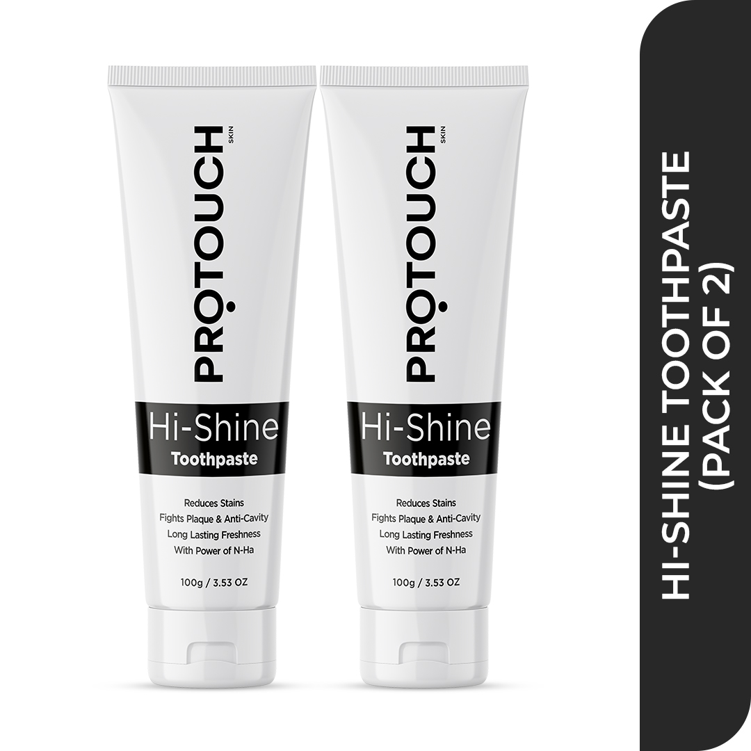 Hi Shine Toothpaste | Teeth Whitening, Cavity Prevention and Superior Cleaning | SLS Fluoride Free Toothpaste with N-HA for teeth remineralization Active Cleaning 100gm Pack of 2