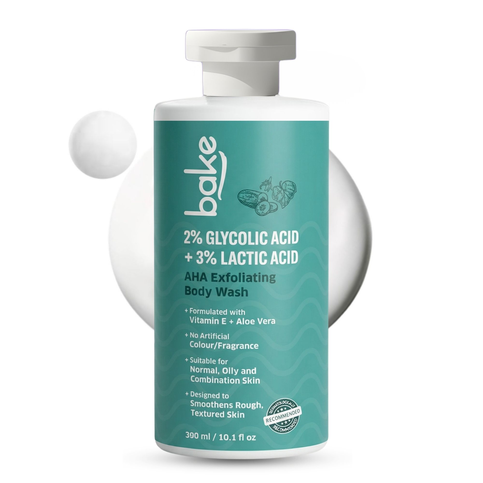 2 Glycolic Acid + 3 Lactic Acid AHA Body Wash for Tan Removal, Strawberry Skin, Rough Bumpy Skin 300ml