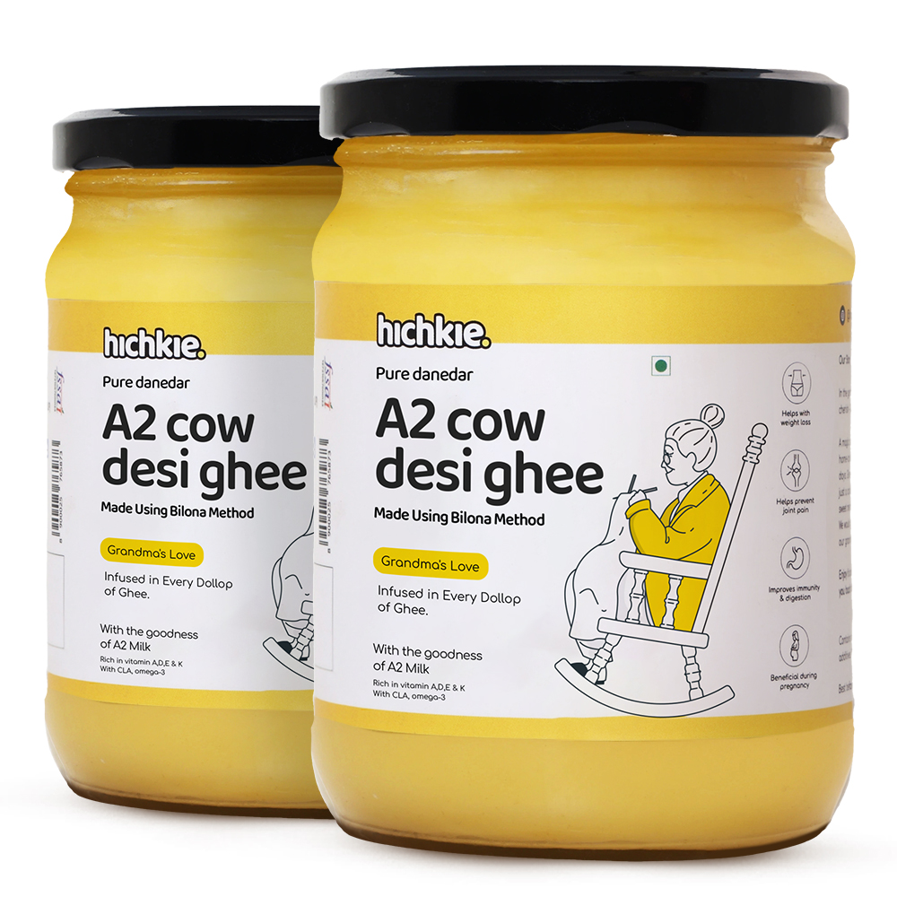 A2 Cow Desi Ghee | Bilona Method | Curd-Churned | Lab Tested | 500ml | Pack of 2