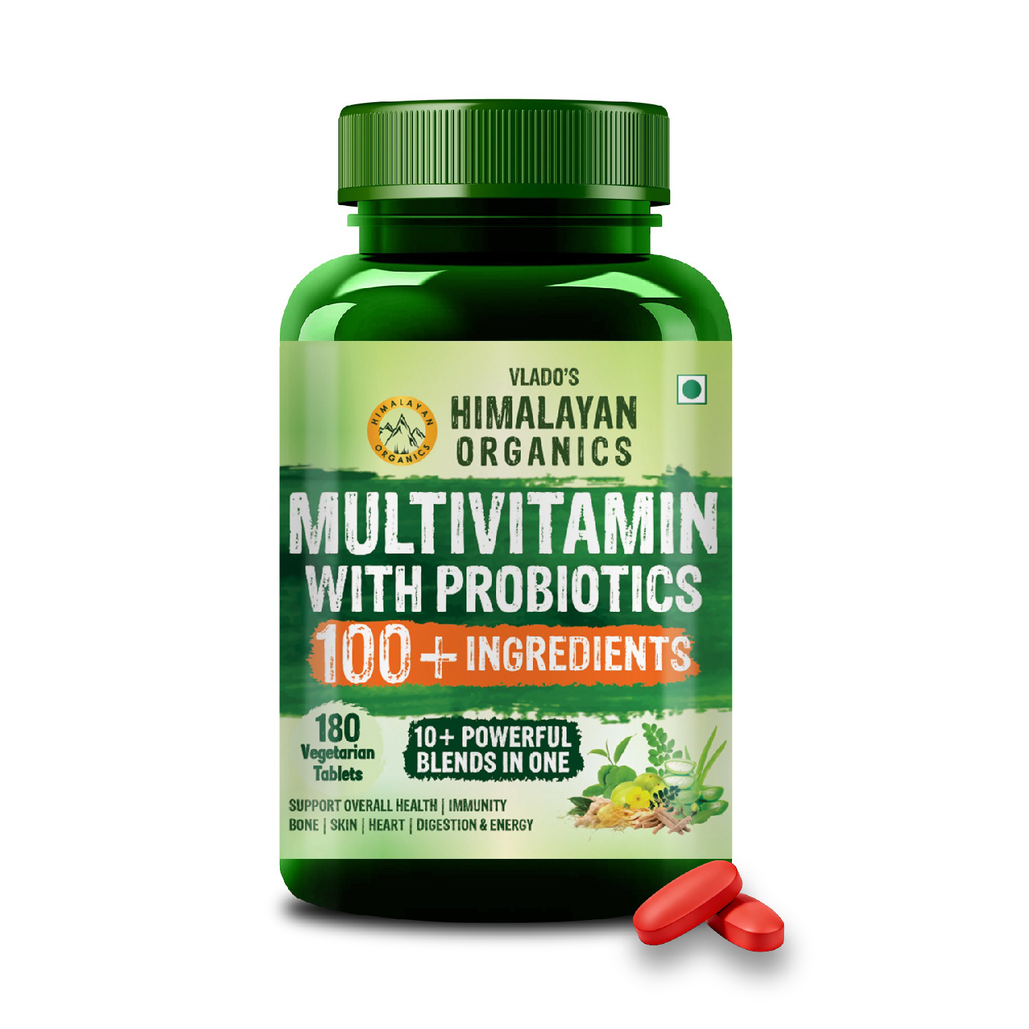 Multivitamin for Men Women with Probiotics | 100+ Ingredients including Vitamins B1B12, Vitamin C, D E | Zinc, Iron, Calcium, Biotin | 100 Nutrients, 27+ Herbal Extracts, 10+ Blends | Immunity, Energy, Stamina, Bone, Skin Hair Support | Daily Multiv