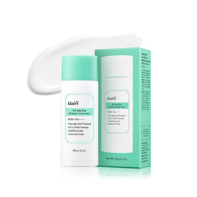 All-Day Airy Mineral Sunscreen SPF50+ PA++++ with Zinc For Acne Prone Sensitive Skin 60gm