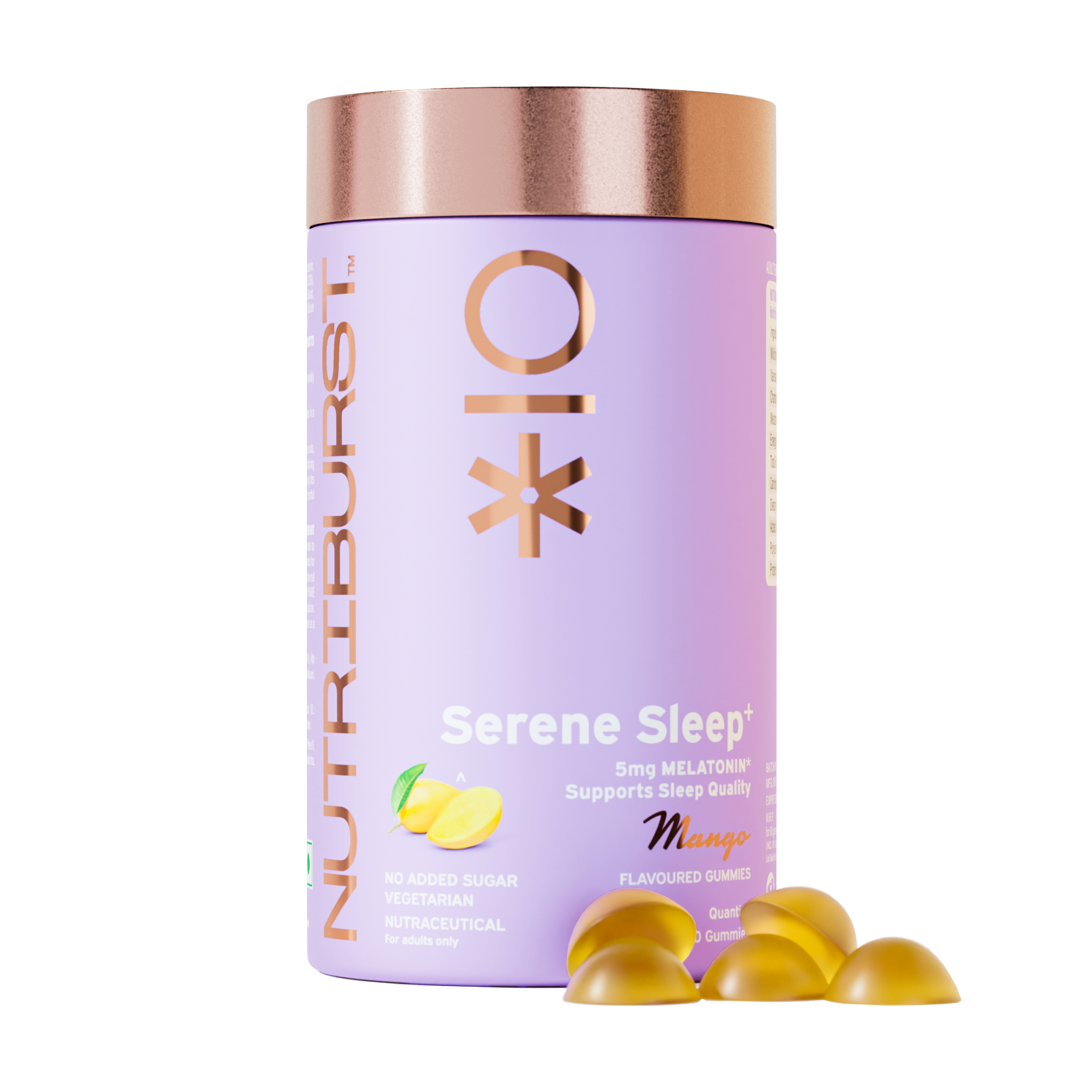 Serene Sleep 5MG Melatonin Gummies for Quality Deep Sleep, Fresh Wake Up No Stress Anxiety Natural Non-Addictive, Non Habit Forming, No Added Sugar Sleep-Aid Mango Flavor) 220gm