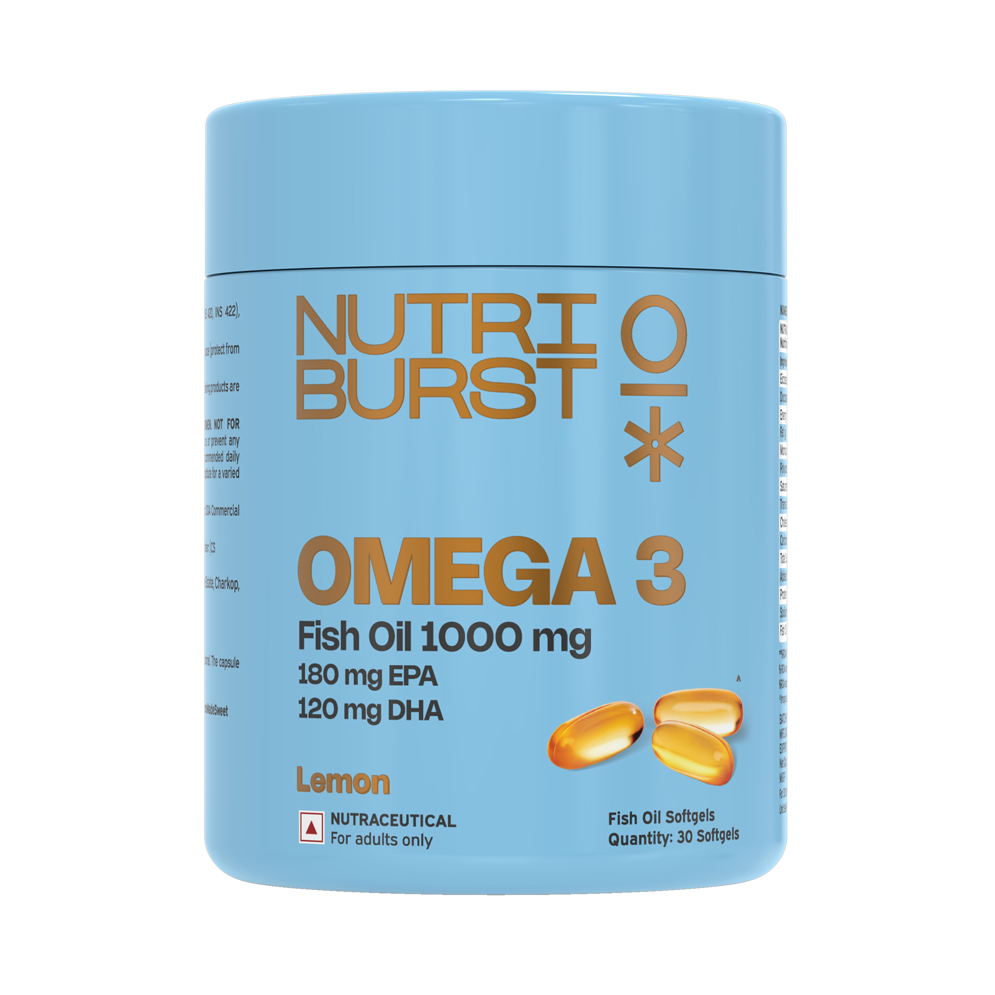 Single Strength Omega-3 Fish Oil Capsules 1000mg | High Strength Softgels for Men and Women | Omega3 Supplement for Heart, Brain, Skin Joint Support | 30 S | 140gm