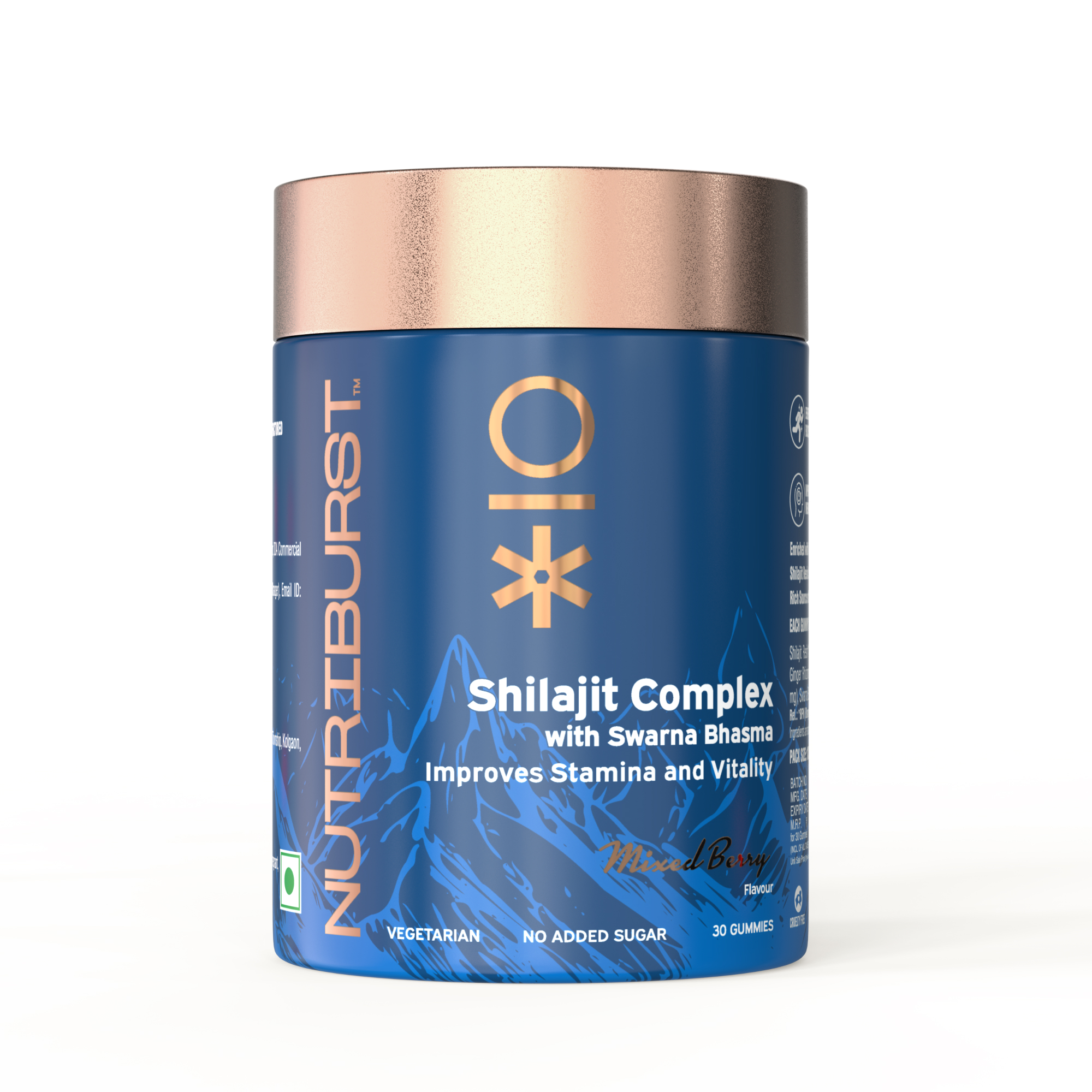 Shilajit Resin Gummies, Ayurvedic Herbal Blend with Swarna Bhasma, KSM-66 Ashwagandha, Black Musli and Ginger, Natural Energy Vitality Boost, Mixed-Berry Flavor 30 Gummies, 1 month pack