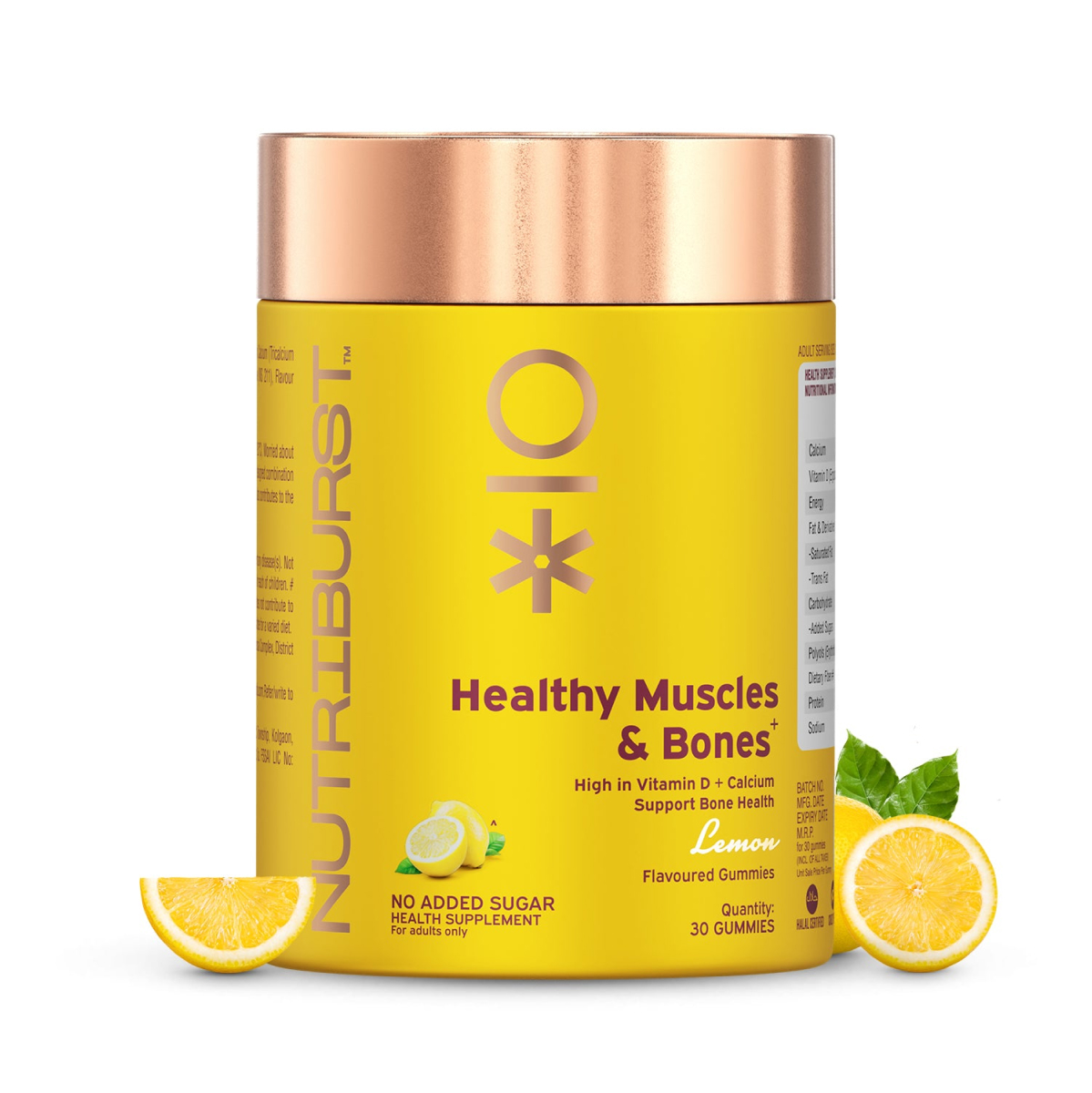 Healthy Muscles Bones Gummies with Calcium Vitamin D to Boosts Immunity No-AddedSugar Lemon Flavor 100 Vegetarian 150gm