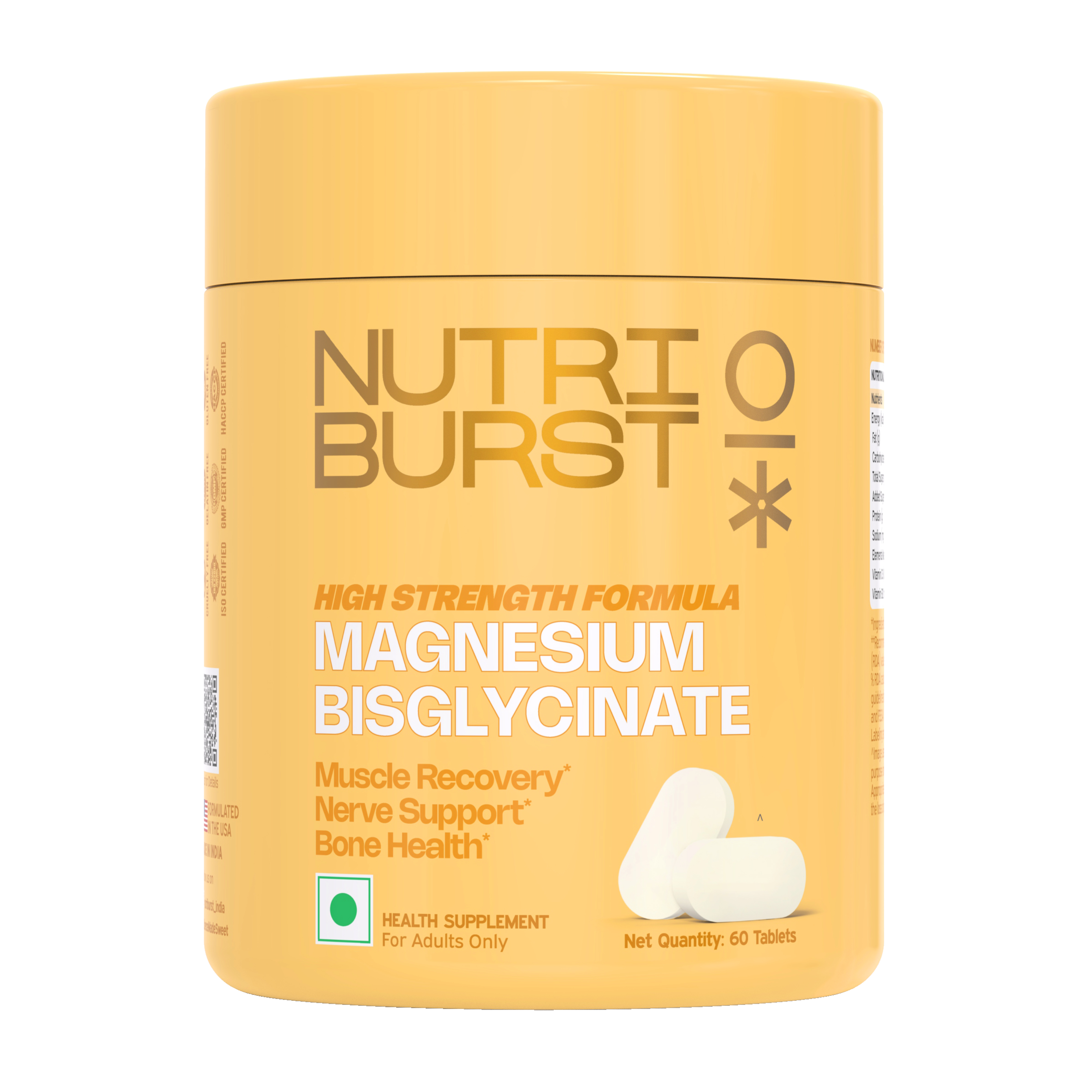 Magnesium Bisglycinate 60 Tablets | Chelated High Absorption Magnesium Supplement | Supports Sleep, Muscle Recovery, Stress Relief, Nerve Function Bone Health | High Strength Formulated | Vegetarian | 160gm