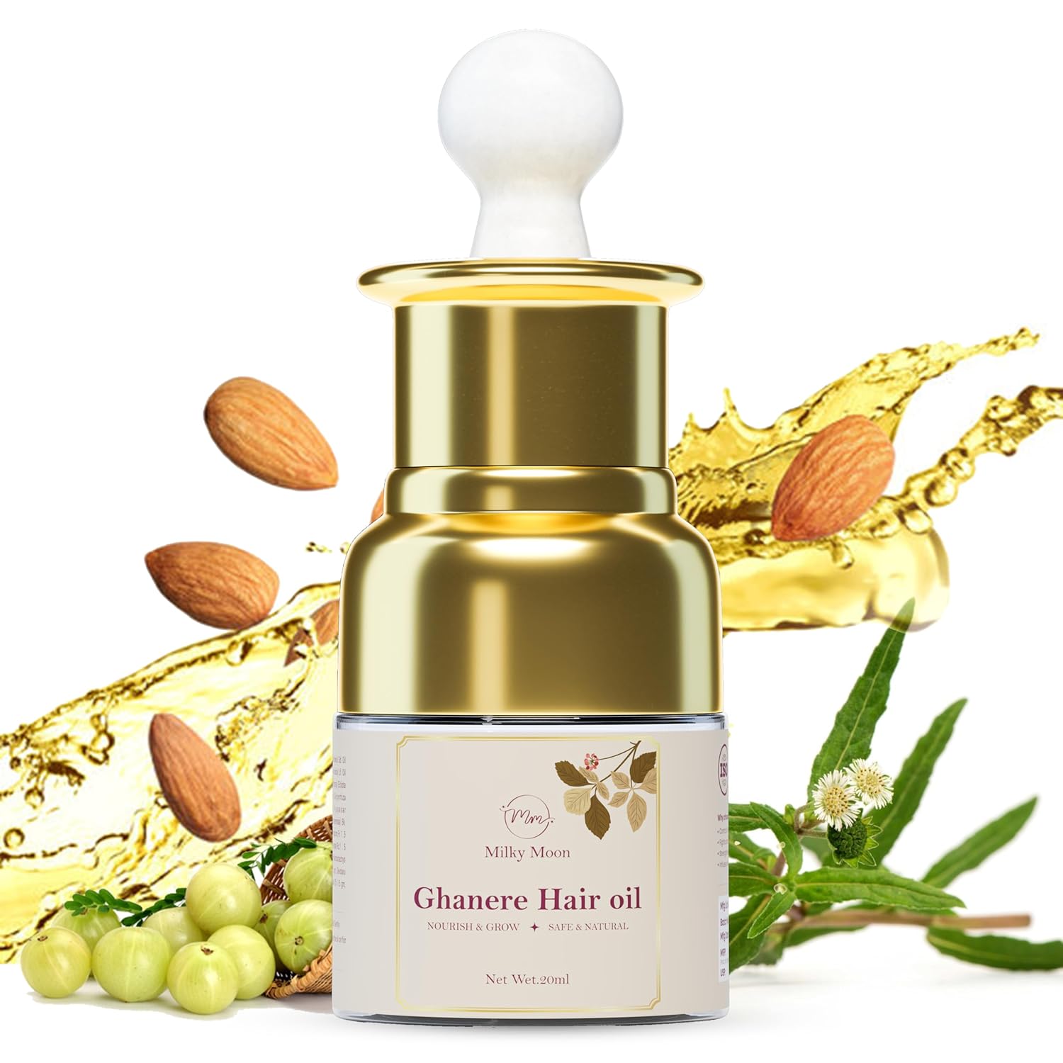 Ghanere Hair Oil for Hair Growth Anti Hair Fall 15+ Herbs Amla, Coconut, Almond, and Bhringraj Helps to Reduce Hair Fall For Both Men Women 20ml