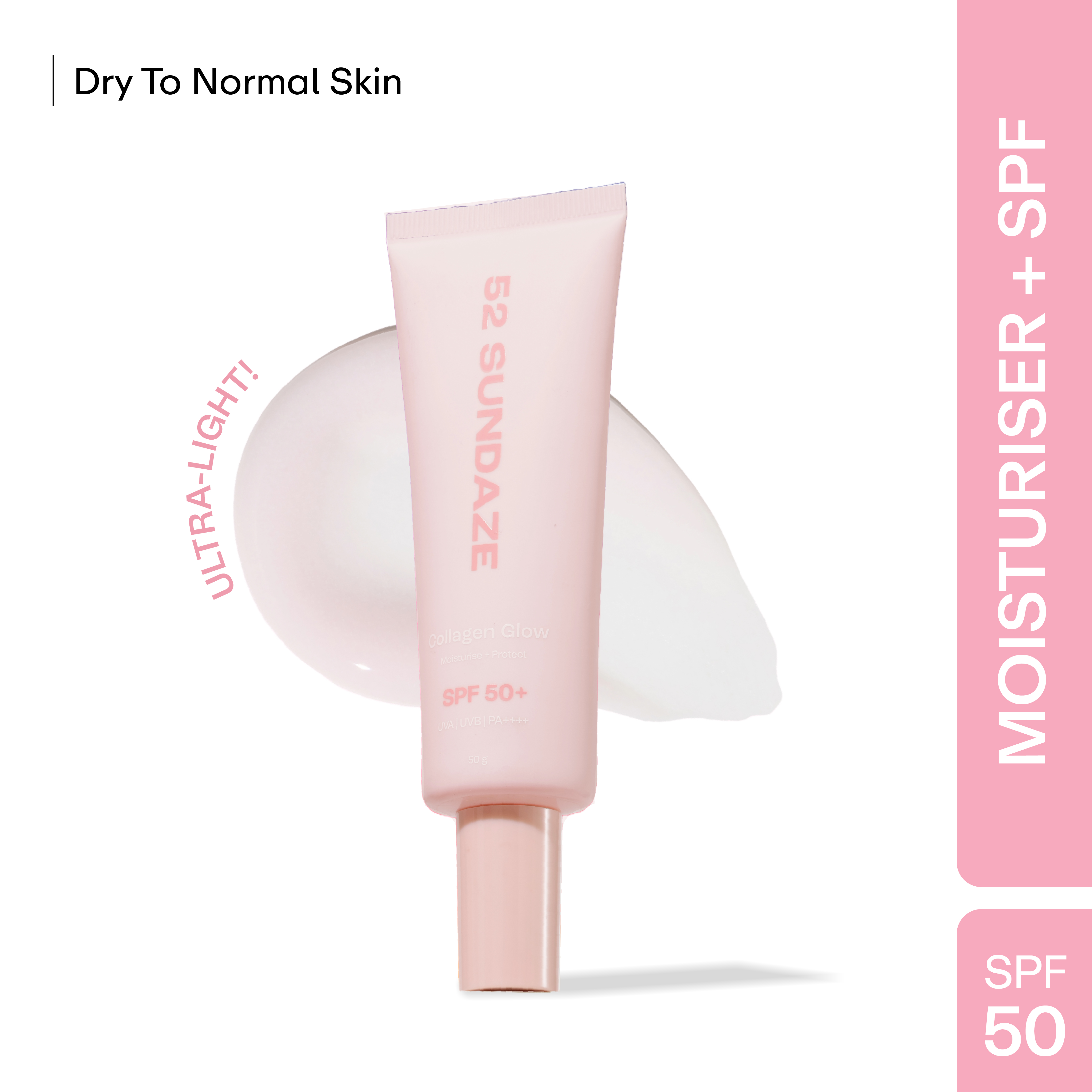 Collagen Glow SPF 50+ PA++++ Sunscreen With Ceramides for Barrier Repair | No White Cast | Broad Spectrum UVA/UVB Protection |50gm