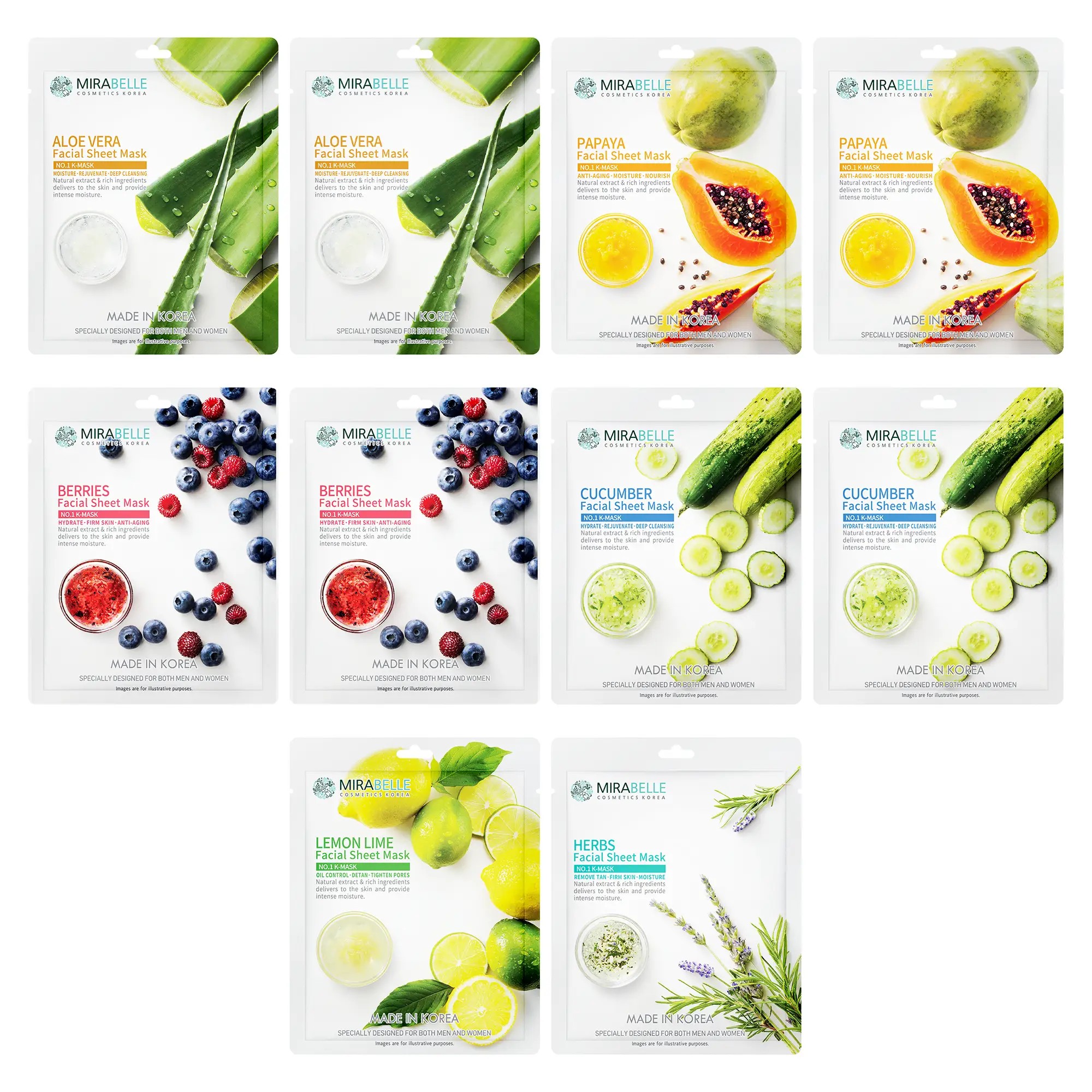 Healing Skin Facial Sheet Mask Pack Of 10