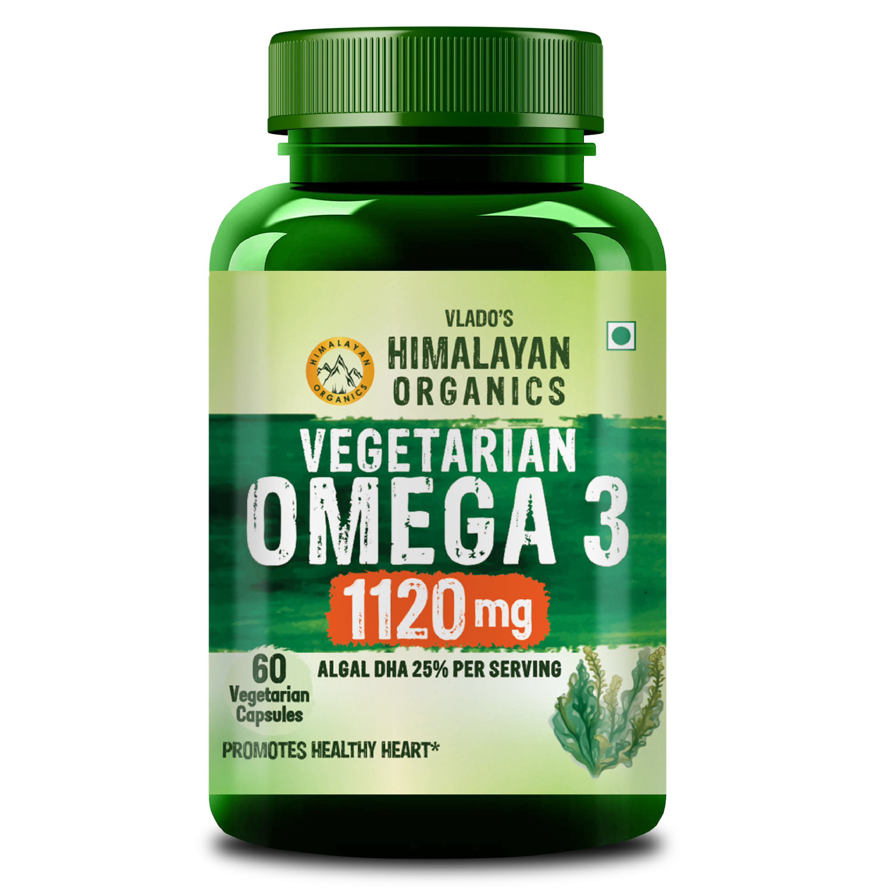 Vegetarian Omega 3 - 1120 MG Supplement | 3X Strength | Veg DHA | Vegetarian Omega 3 | Algal DHA | Plant Based | No Fish oil Used I Healthy Heart, Joints Eyes I Omega Capsules for Men Women- 60 Veg Capsules