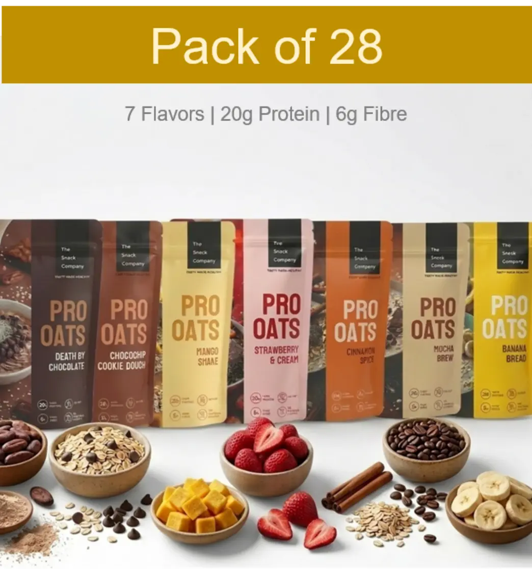 Protein Oats - Assorted Flavors, 28 Packs for the MONTH | 20g Protein| 6g Fibre | No Soy | Whey Milk Protein Blend (60gm*28)