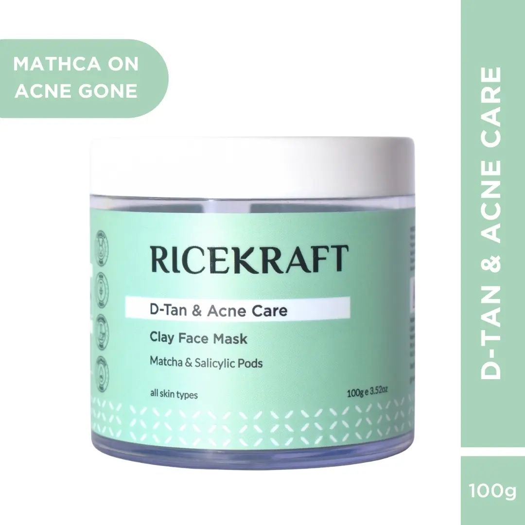 De Tan Acne Care Matcha Clay Face Mask with Rice Salicylic Acid 100gm