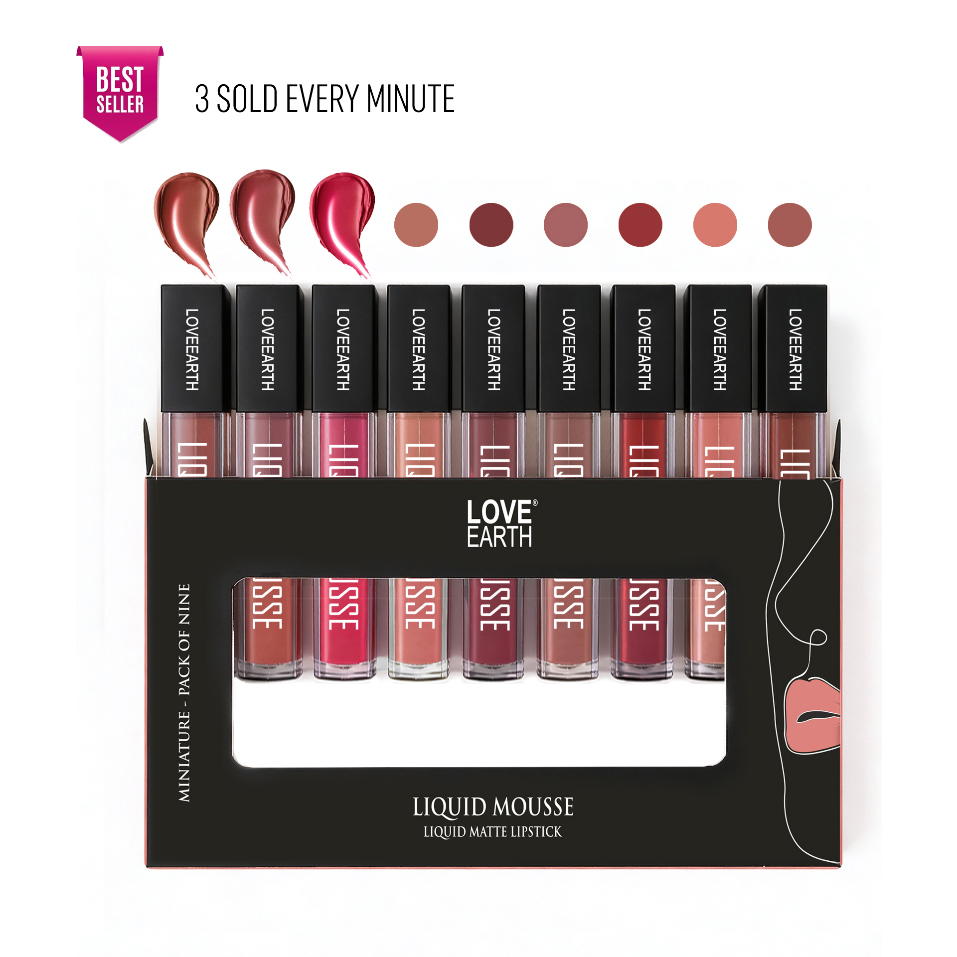 Liquid Mousse Miniature Liquid Matte Lipstick - Pack of 9 - 2ml each