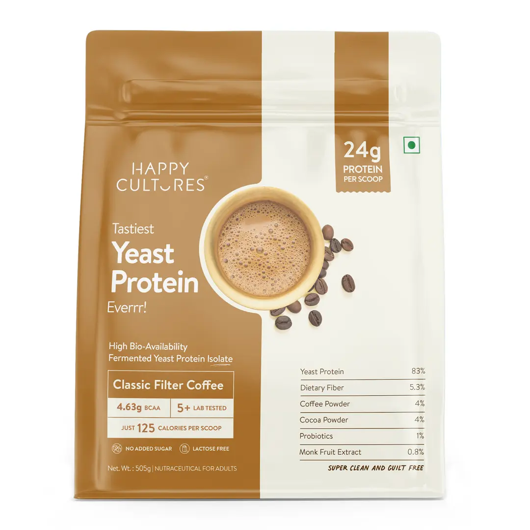 Tastiest Yeast Protein, Classic Filter Coffee Flavor|Gut-Friendly | No Added Sugar|24gm Daily Nutrition Boost | 505gm