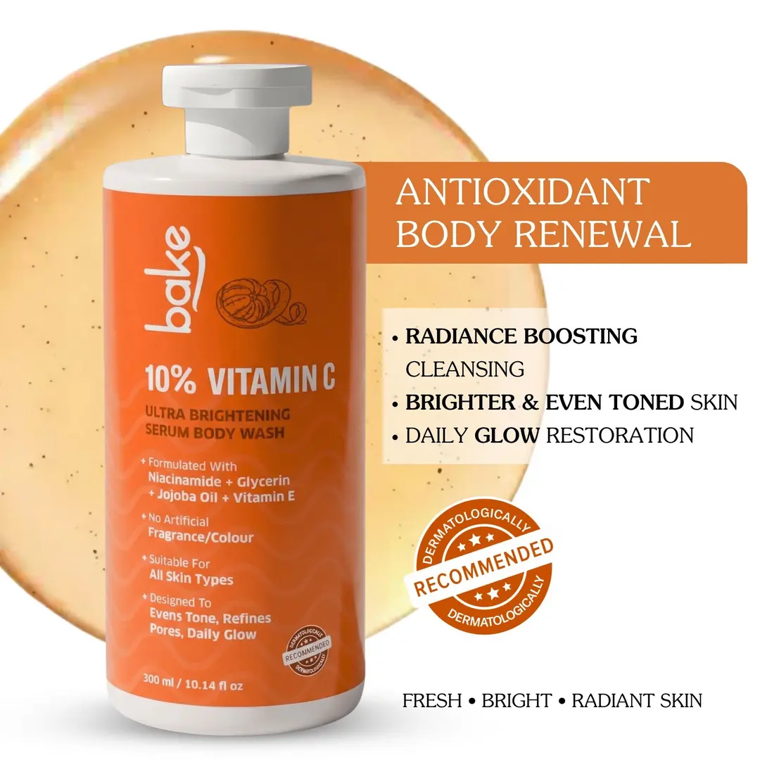 10 Vitamin C Ultra Brightening Serum Body Wash with Niacinamide for Tan, Even Tone Glow 300ml