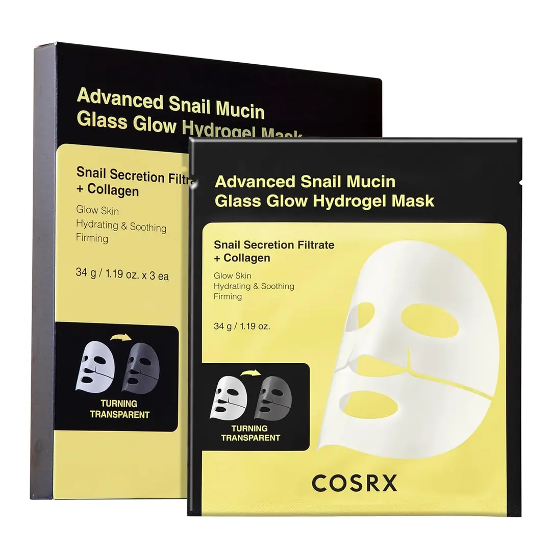 Advance Snail Mucin Glass Glow Hydogel Mask | Hydrating Brightening | Korean Skincare | 34gm x 3EA