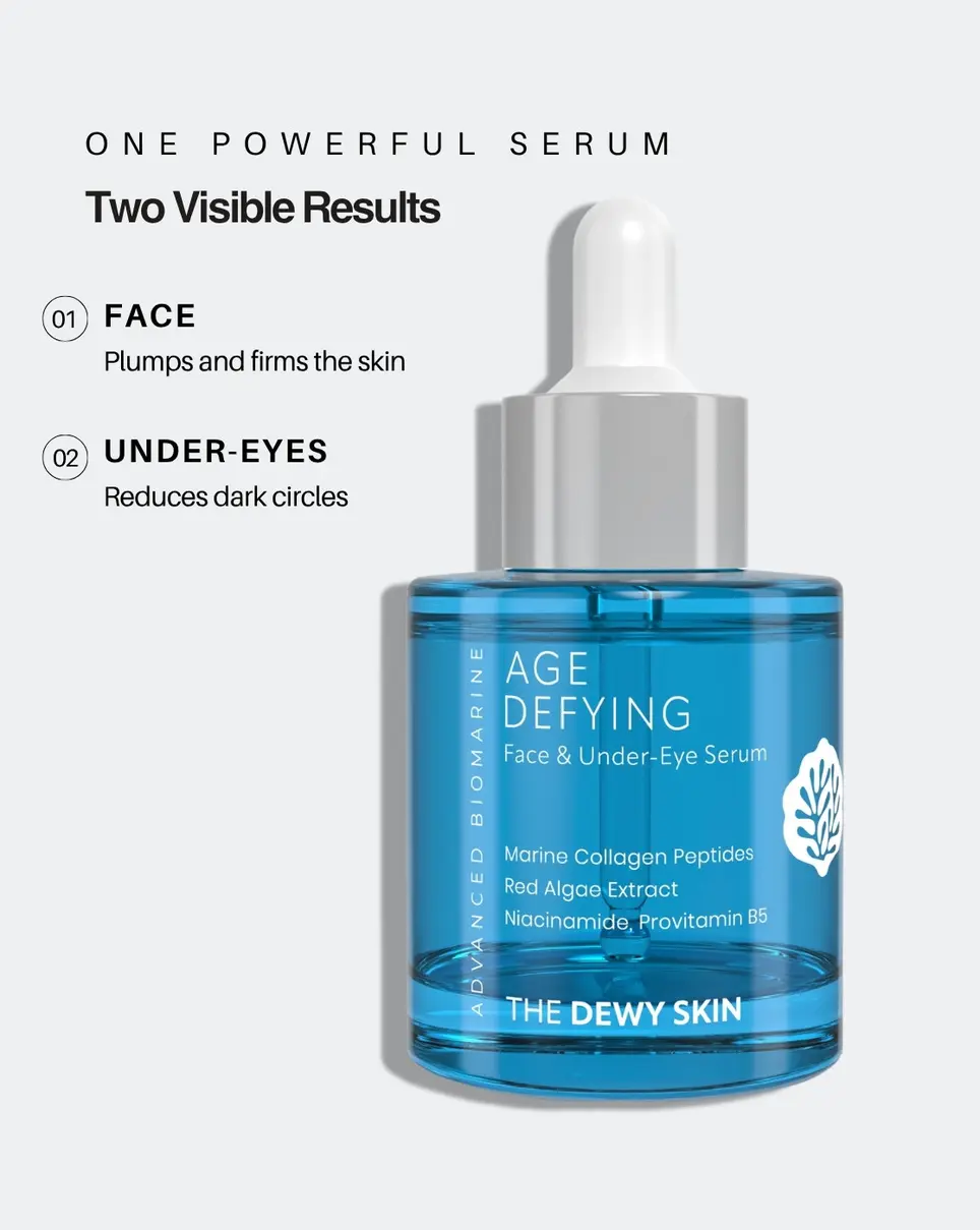 Age Defying Face Under-Eye Serum | Anti-Aging Serum | Wrinkle Repair | Fine Lines | Firming Brightening | 30ml