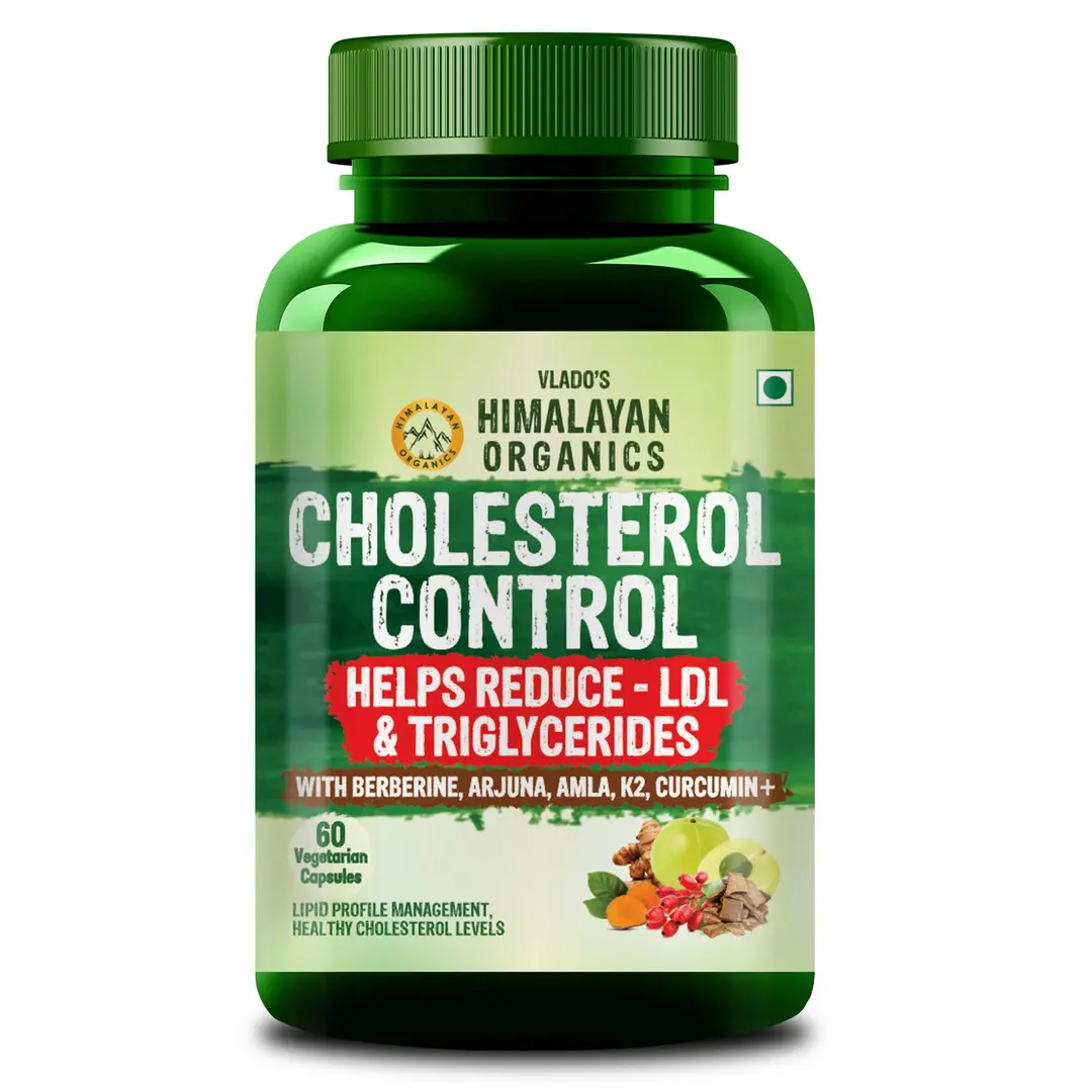 Cholesterol Control Supplement | Arjuna, Amla, Berberine Curcumin | Supports Healthy Cholesterol Lipid Levels | Triglycerides Heart Health Support | Natural Antioxidants | Ayurvedic Natural Cholesterol Reducer - 60 Veg Capsules