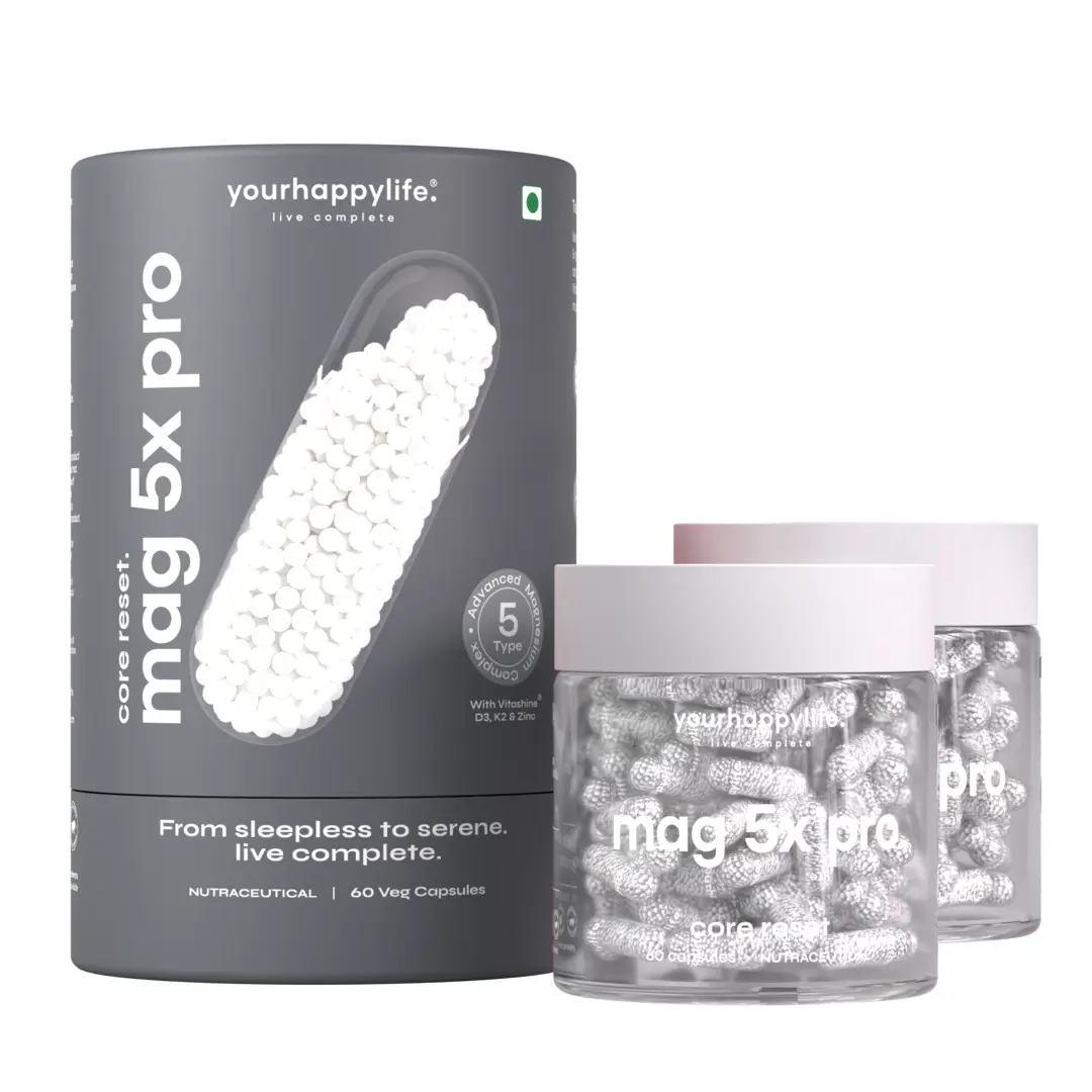 Magnesium 5X Pro with Vitamin D3, K2 Zinc | Magnesium Complex Supplement | Sleep, Recovery, Muscle Stress Support | 60 Capsules | Pack of 2