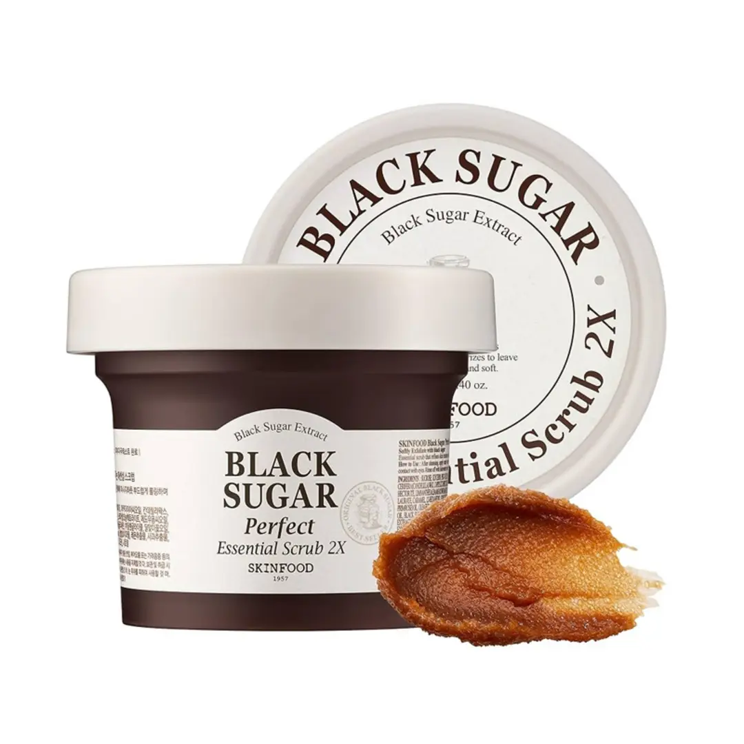Black Sugar Perfect Essential Scrub 2X | Face Exfoliating Scrub | Dead Skin Removal | Blackhead Care | Smooth Glowing Skin | 210Gm