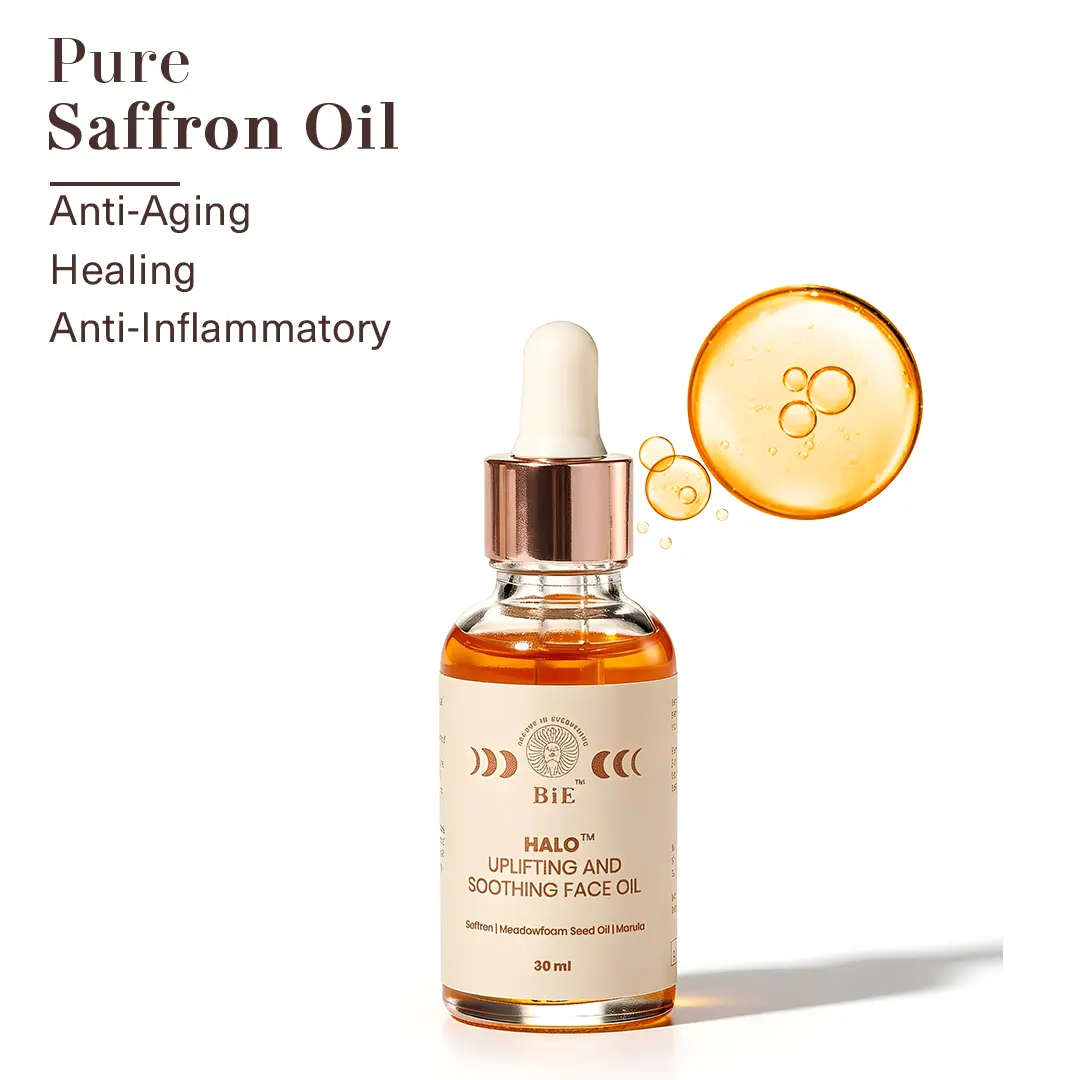 Halo Saffron Face Oil | Brightens Skin | Targets Pigmentation Wrinkles | For Dry to Normal Skin | 30ml