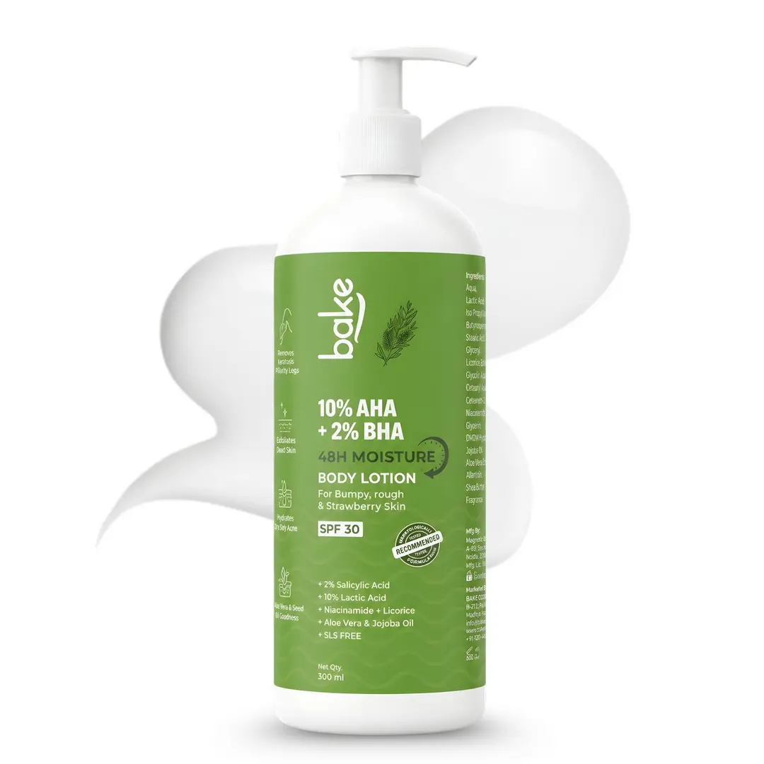 10 AHA + 2 BHA Body Lotion SPF 30 with Lactic Acid for Bumpy, Rough Strawberry Skin and 48H Moisturization 400ml