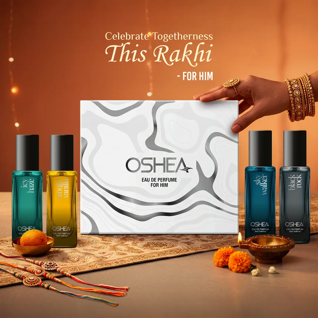 Celebrate Togetherness This Rakhi | OSHEA Eau De Parfum Gift Box for Him | Long-Lasting Fragrance | A Fragrance as Special as Your Bond | 80ml (20ml x 4)
