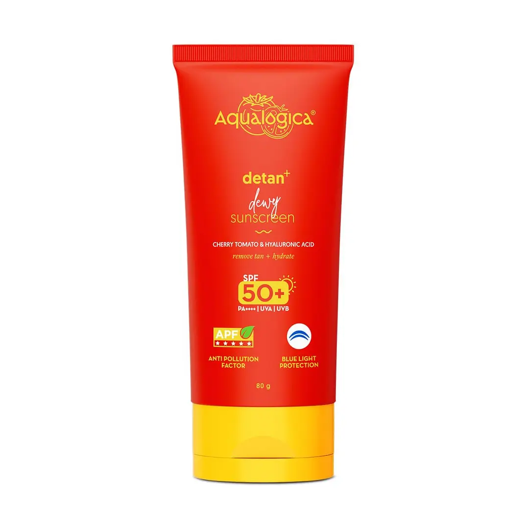 Detan+ Dewy Lightweight Sunscreen Gel SPF 50+ PA++++ for Normal Dry Skin 80gm