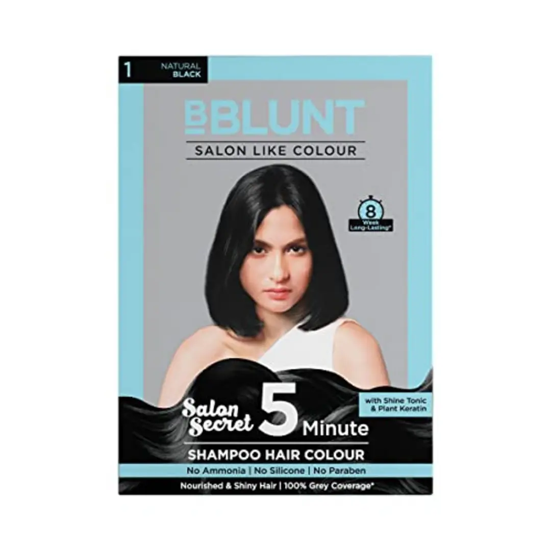 Salon Secret 5 Minute Shampoo Hair Colour | 100 Grey Coverage | Quick Easy Application | Natural Black | Long-Lasting Hair Color | 100ml