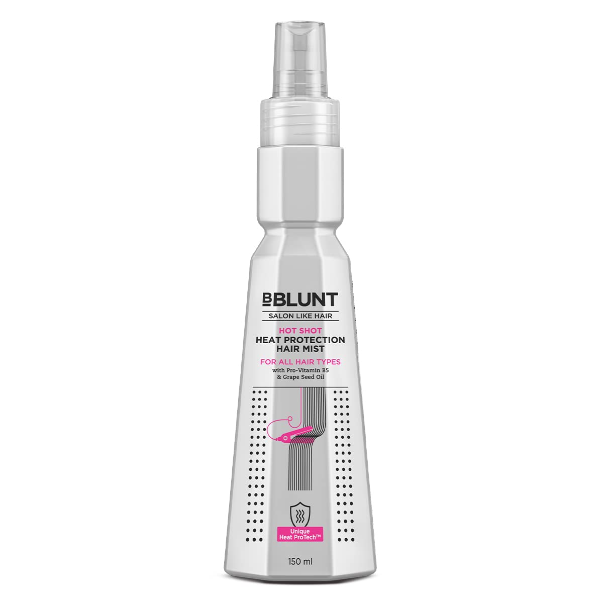 Hot Shot Heat Protection Hair Mist | Grape Seed Oil | Protects from Heat Damage | Controls Frizz | Lightweight Formula | No Parabens | 150ml