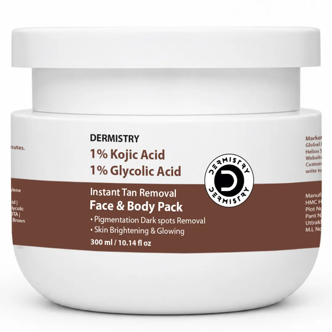 1 Kojic 1 Glycolic Acid De Tan Body Face Pack for Lightening Brightening Glowing Skin |300ml