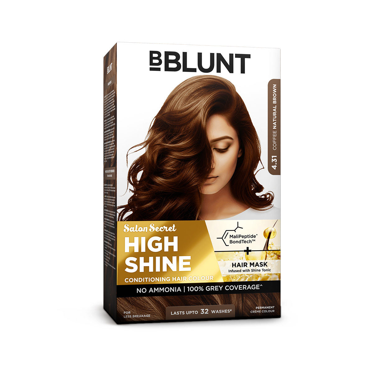 Salon Secret High Shine Conditioning Hair Colour | Coffee Natural Brown | 100 Grey Coverage | Conditioning Formula | High Shine Finish | 130gm