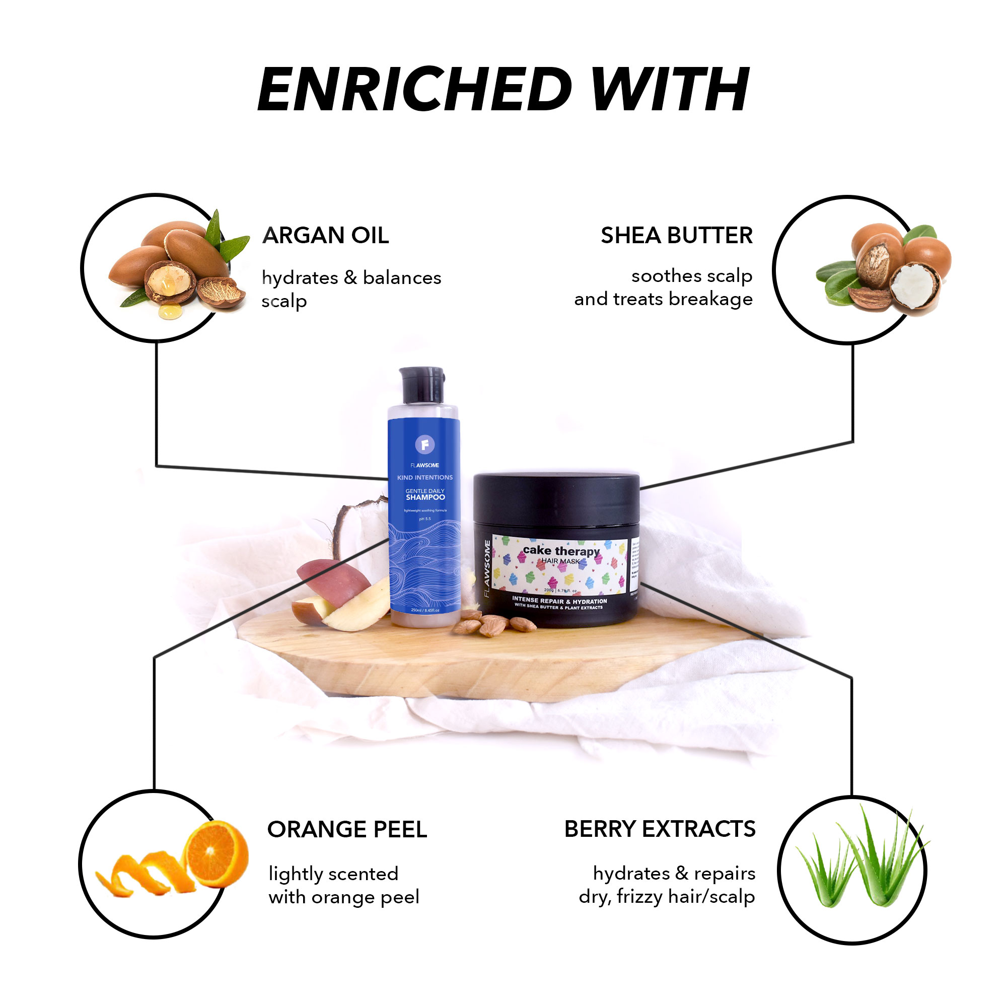 Flawsome Kind Intentions Shampoo + Cake Therapy Hair Mask