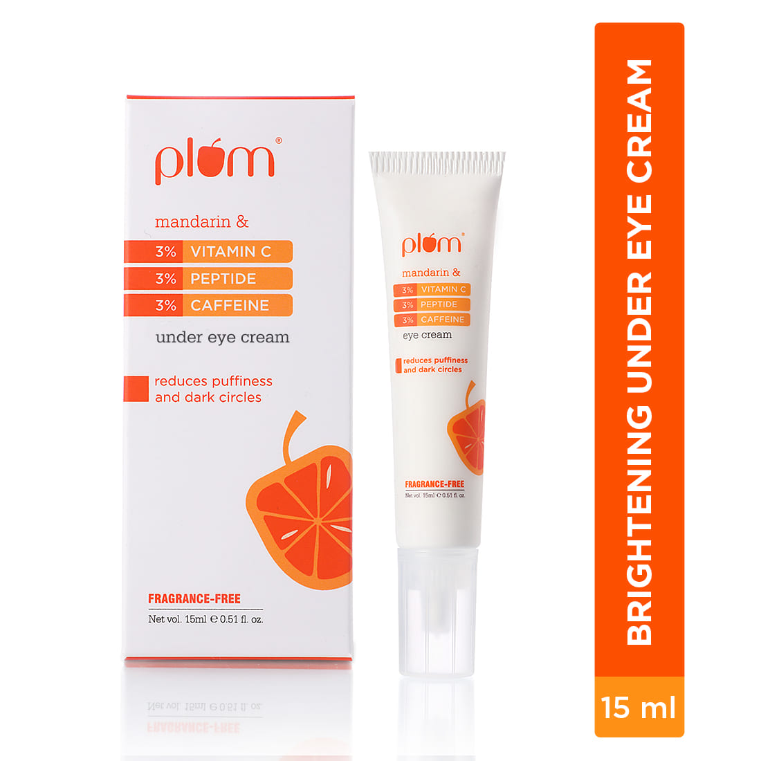 Plum 3% Vitamin C, 3% Peptide & 3% Caffeine Eye Cream with Mandarin - 15ml