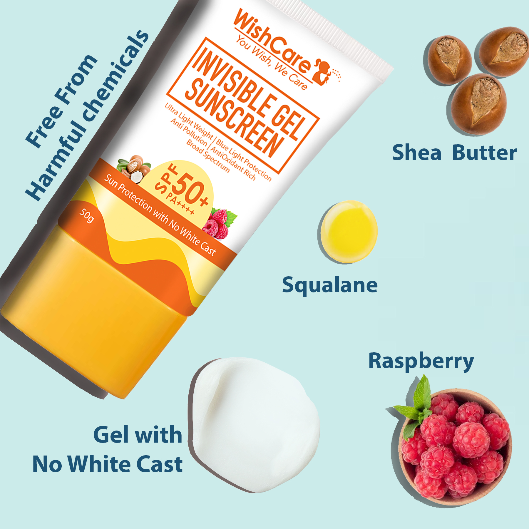 WishCare: Invisible Gel Sunscreen SPF50+ PA++++ - 50gm