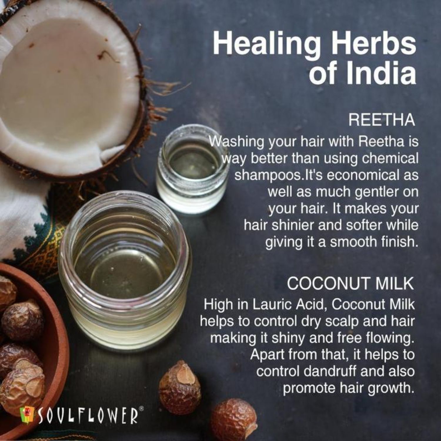 Soulflower Reetha, Coconut Milk Hair Cleansing Bar Soap 150g