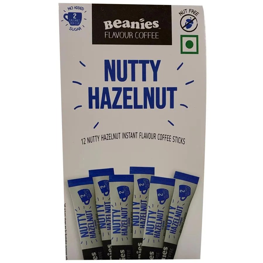 Beanies Nutty Hazelnut Flavour Instant Coffee Pack of 12 Sachets