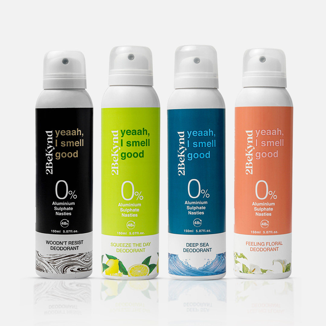 Combo Of Squeeze the day Deodorant Spray, Feeling Floral Deodorant Spray, Woodn't Resist Deodorant Spary & Deep Sea Deodorant Spray -  Pack of 4 - 150 ml each