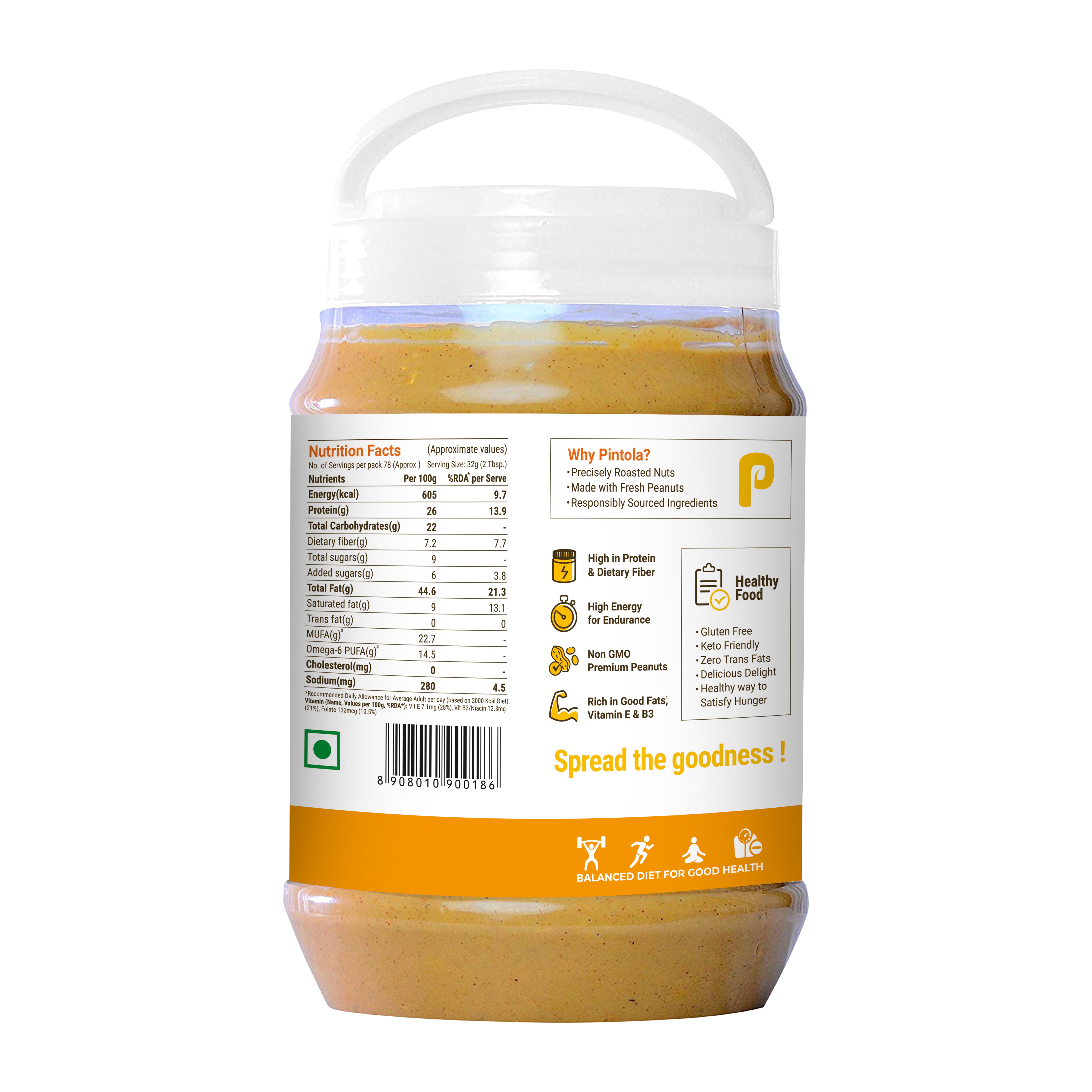 Pintola Classic Peanut Butter Creamy 2.5kg