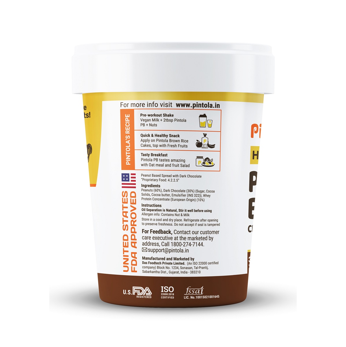 Pintola High Protein Peanut Butter Dark Chocolate Creamy 1kg