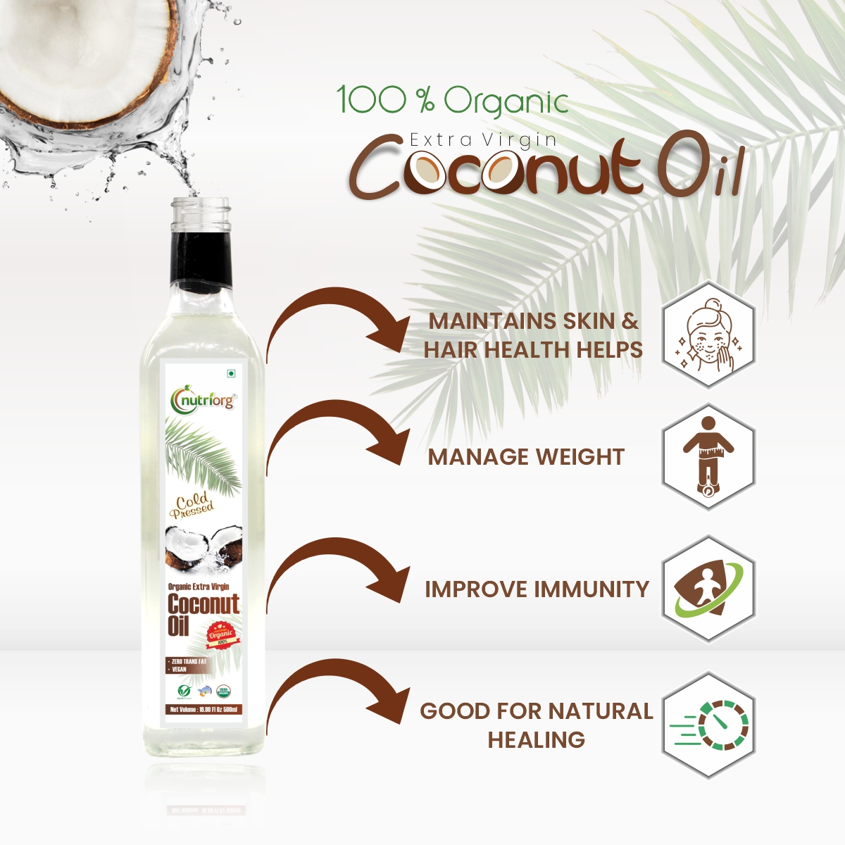 Coconut Oil 14.5 oz, Virgin & Certified Organic