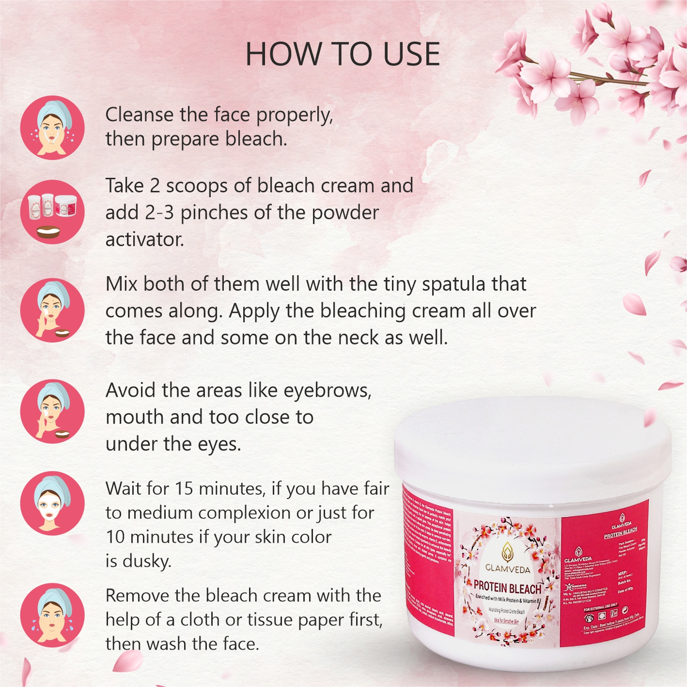 Glamveda Protein Face & Body Bleach 300g