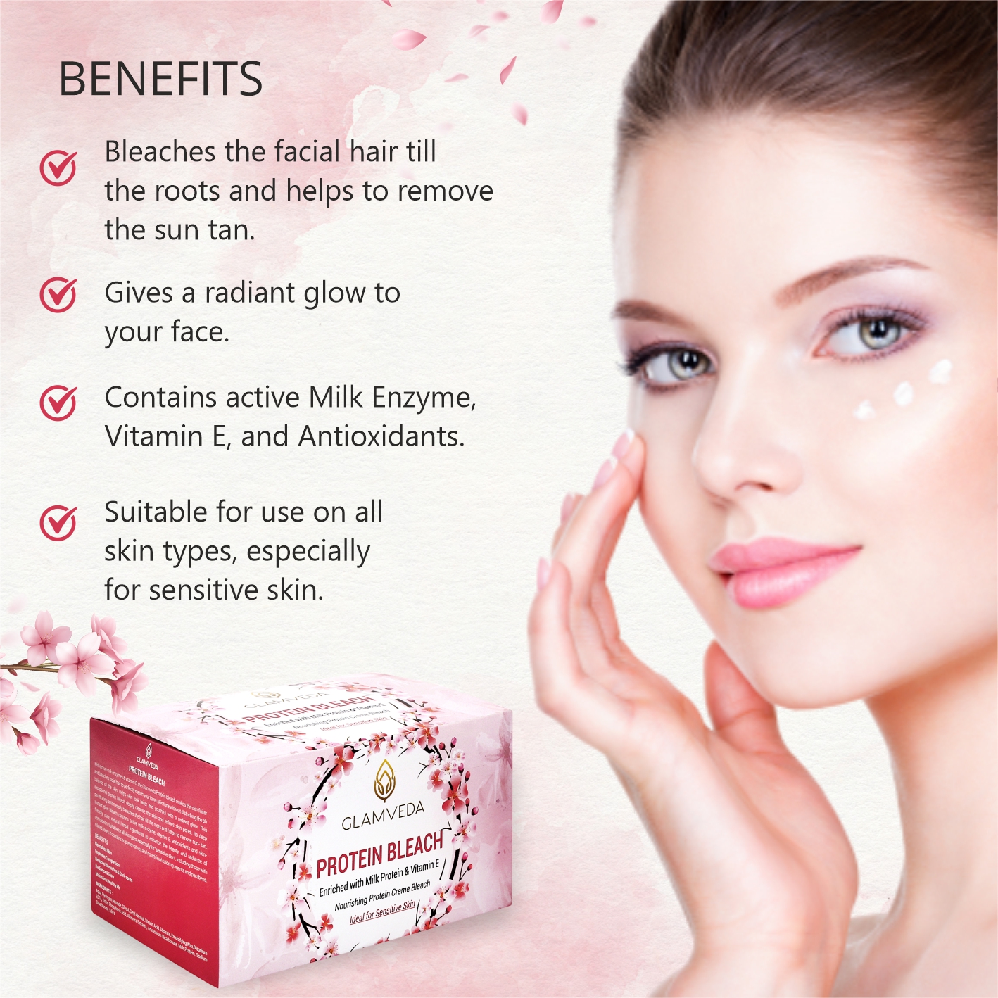 Glamveda Protein Face & Body Bleach 300g