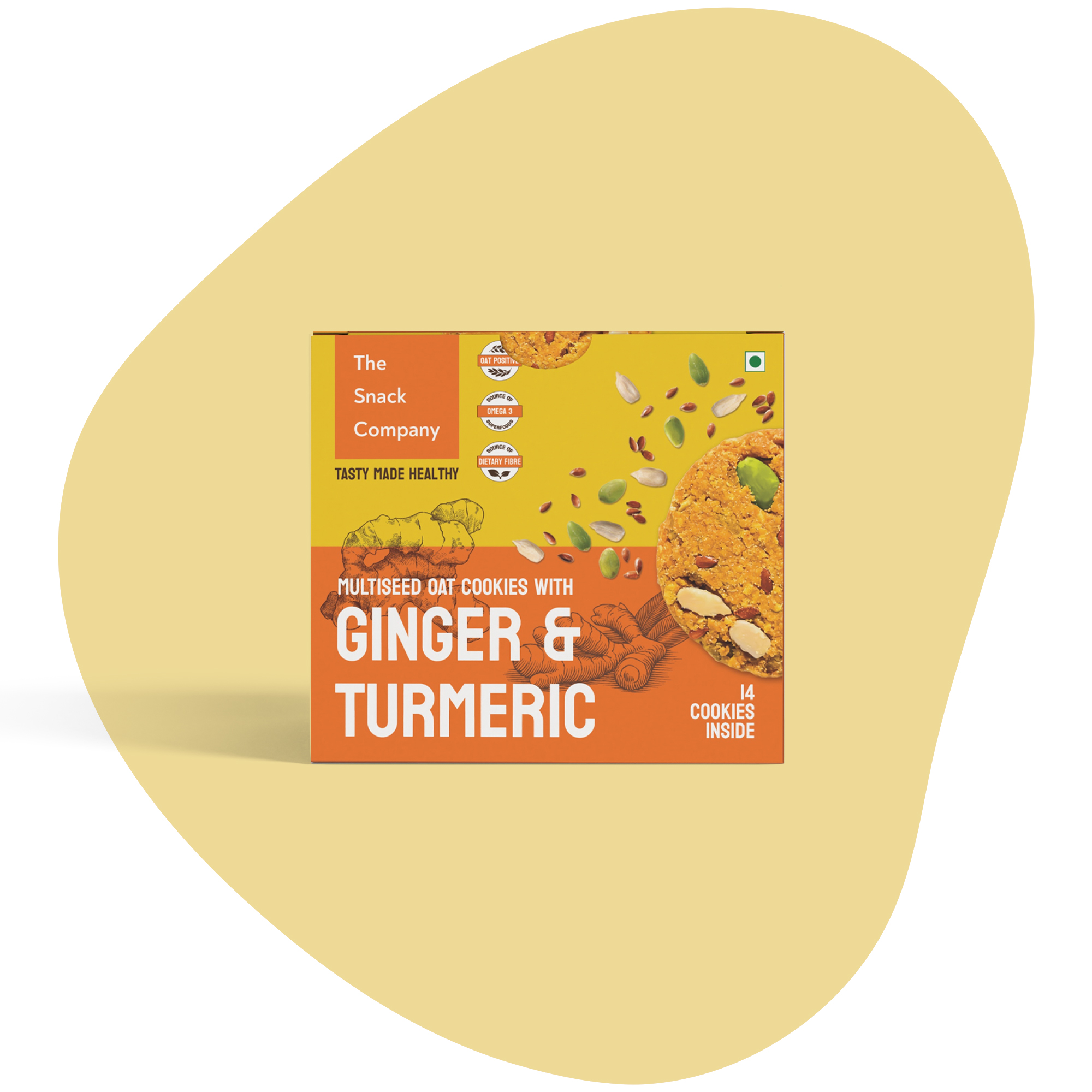 Ginger Turmeric Cookies 210gm | Healthy Oats and 33 Seeds Cookies - Biscuits