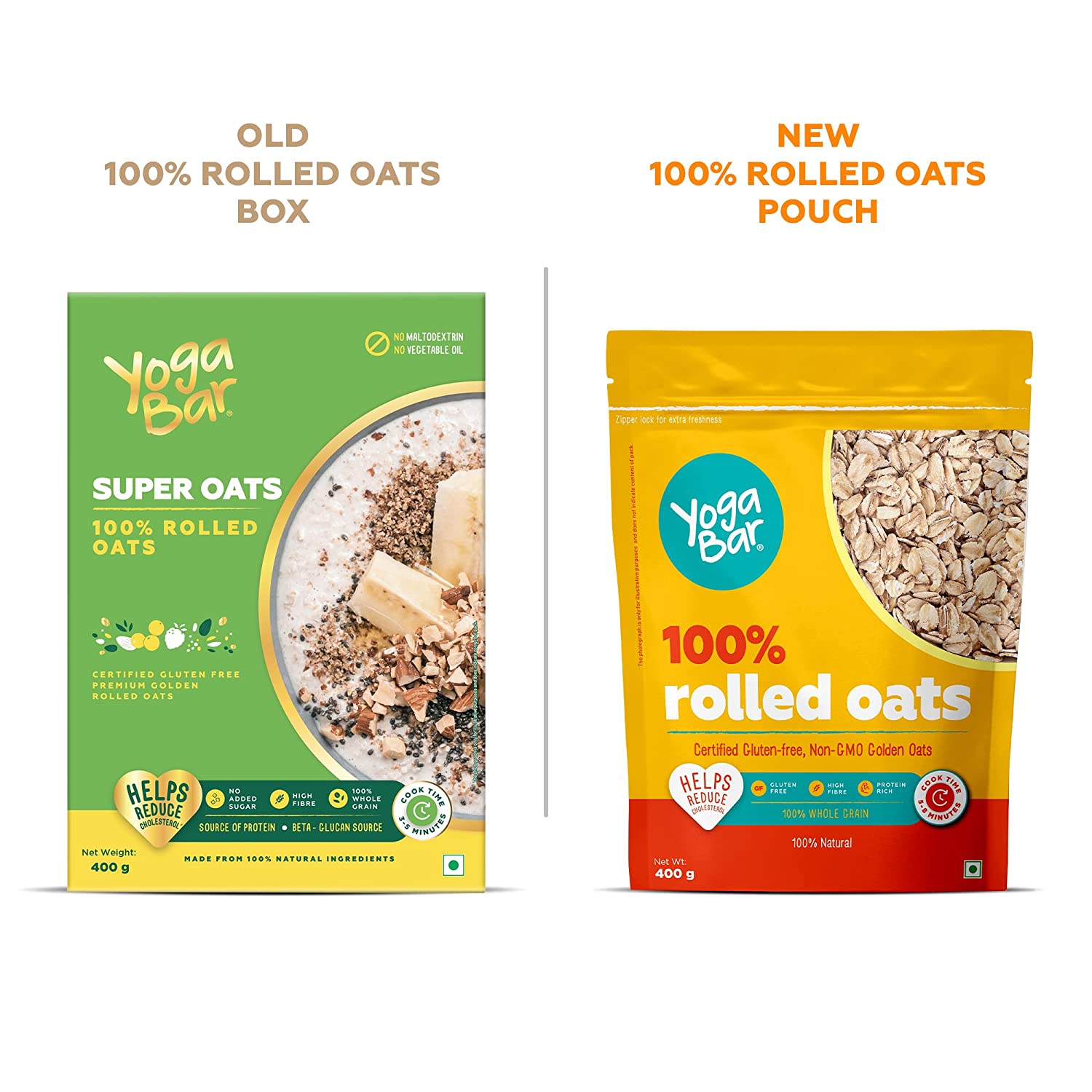 Yoga Bar Muesli - Fruits, Nuts & Seeds, 700g, 100% Rolled Oats 1.2 kg, Premium Golden Rolled Oats, Gluten Free Oats with High Fibre, 100% Whole  Grain, Non GMO, Healthy Food