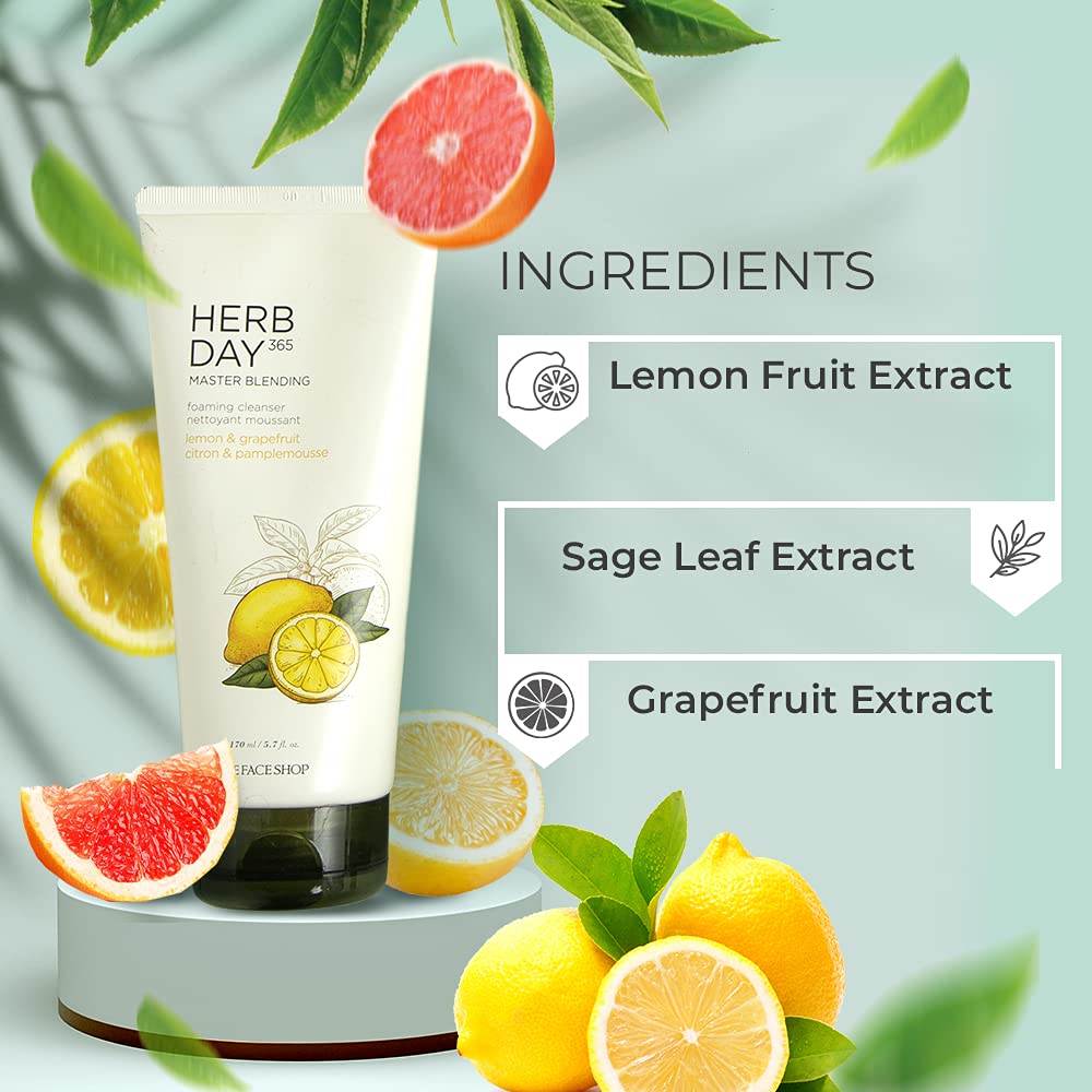 The Face Shop Herb Day 365 Master Blending Foaming Cleanser Lemon